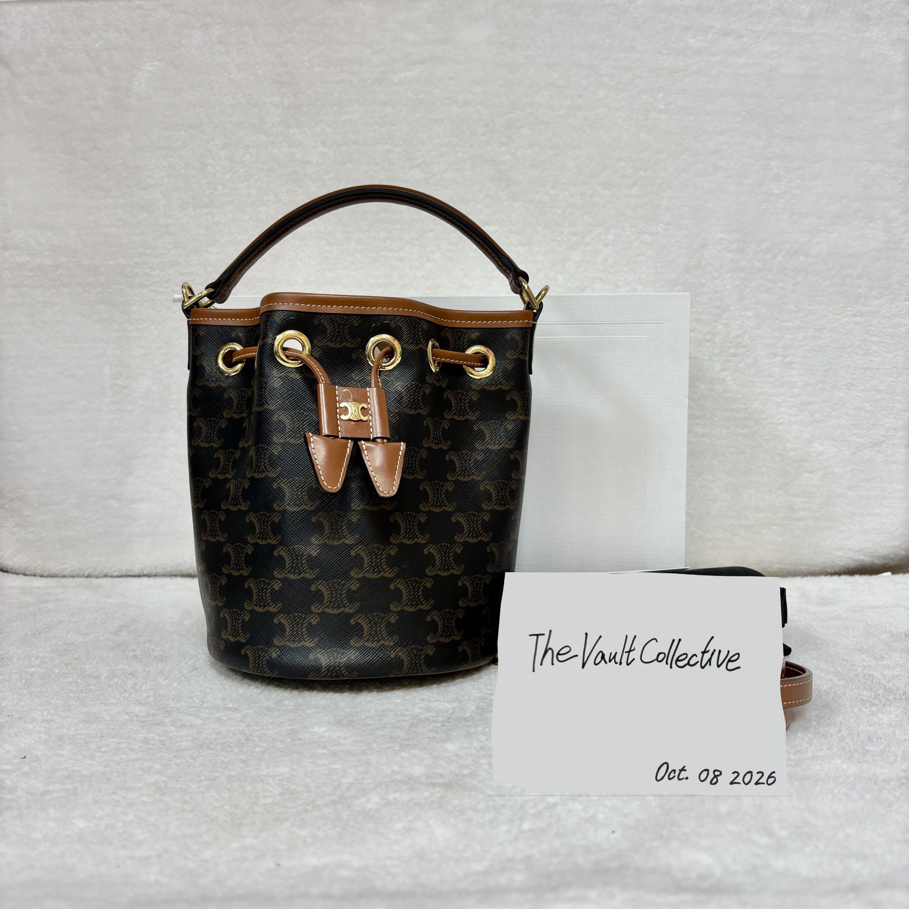 Celine CELINE CLARA Teen yellow browncoated canvas Triomphe crossbody bag Size ONE SIZE - 1 Thumbnail