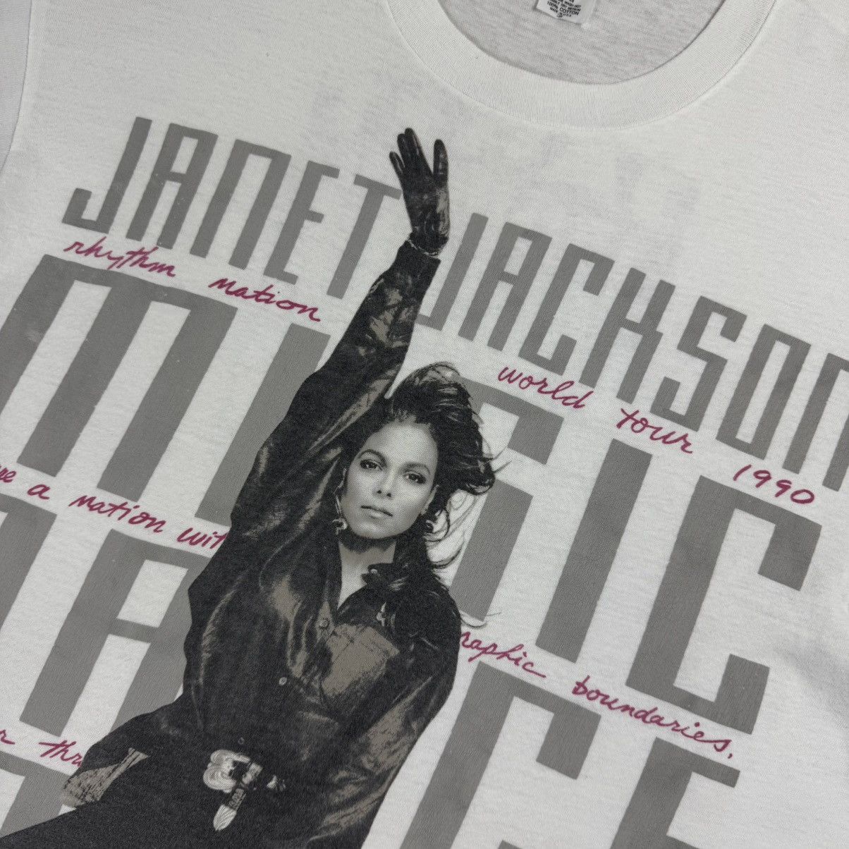 Band Tees Vintage 90s Janet Jackson Rhythm Nation Concert Tour T-shirt Size US L / EU 52-54 / 3 - 8 Thumbnail