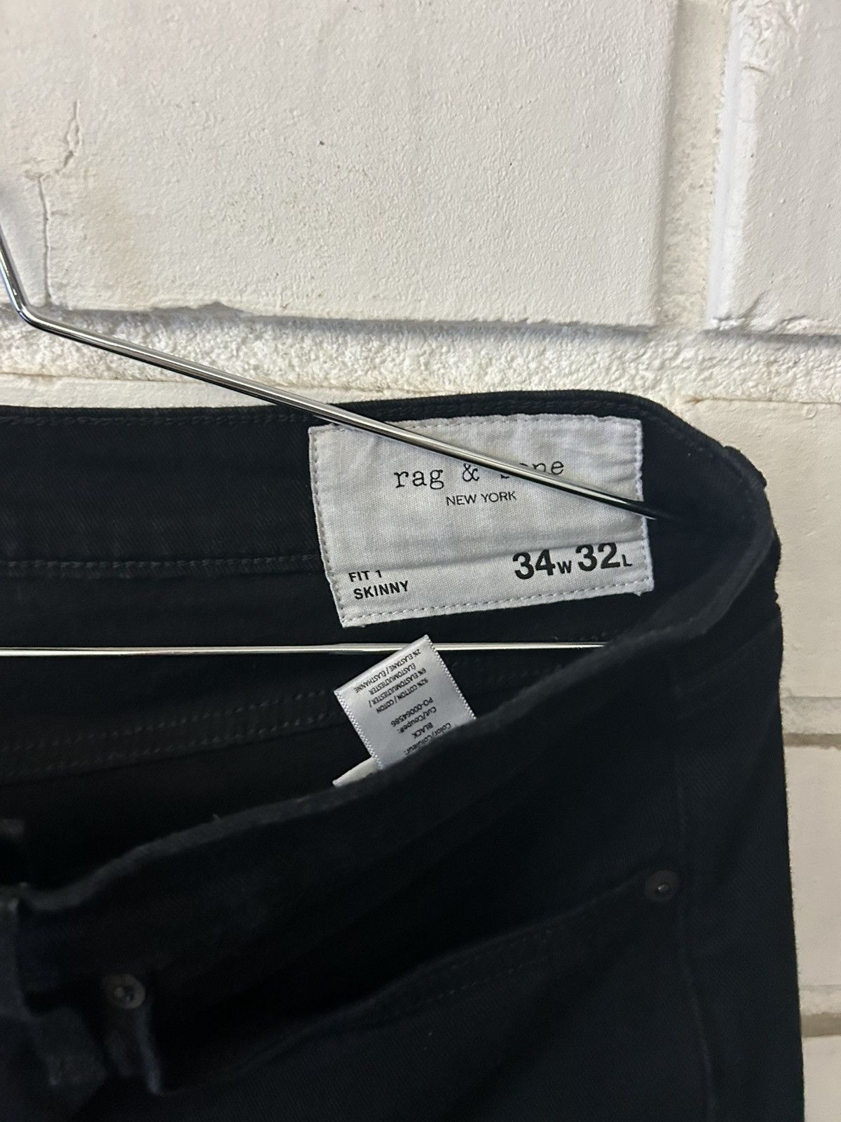 Rag & Bone Rag & Bone Fit 1 Skinny Black Denim (sz34L32) Size US 34 / EU 50 - 3 Thumbnail
