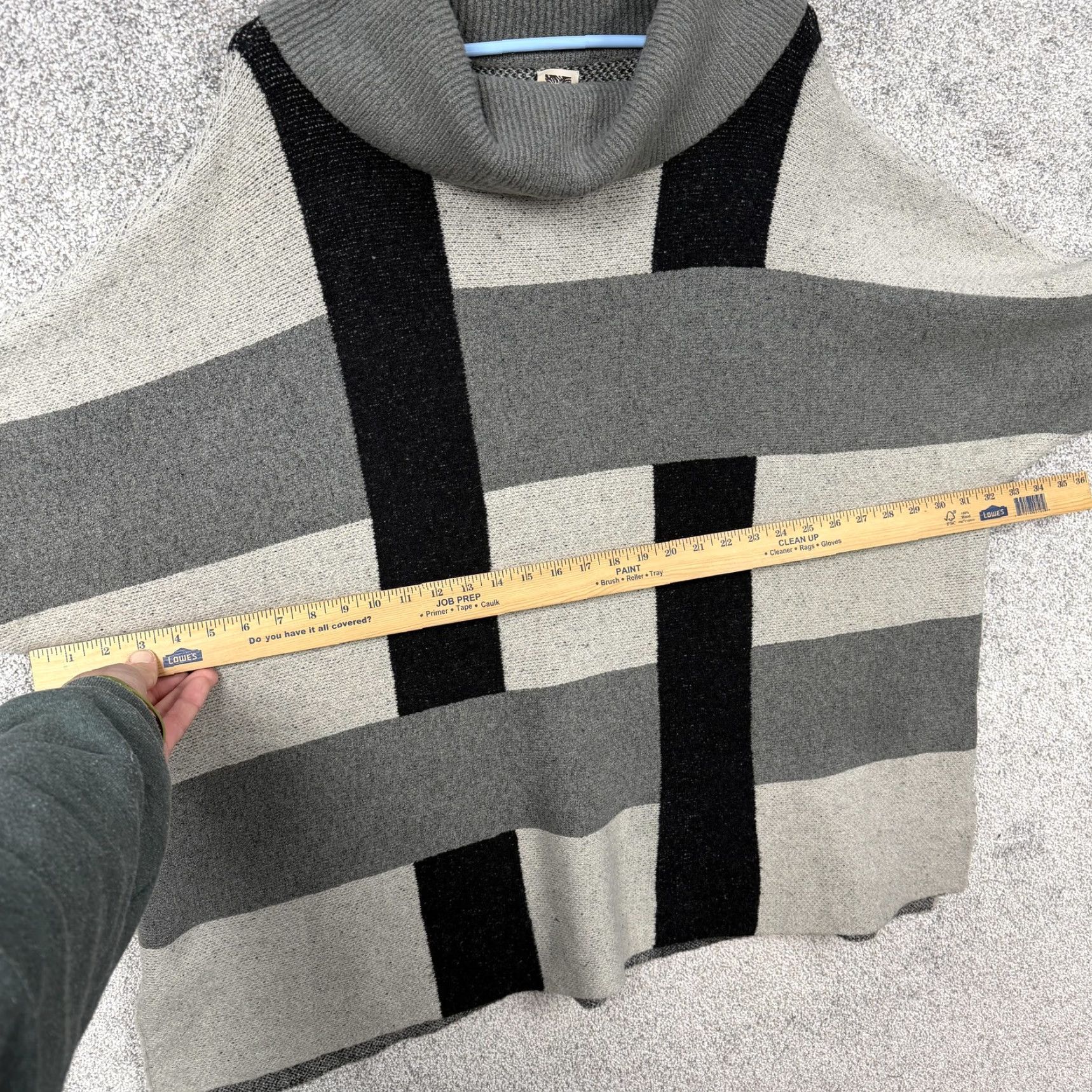 Anne Klein Anne Klein Sweater Womens XL Gray Black Cowl Neck Tunic Poncho Lagenlook Mod Size XL / US 12-14 / IT 48-50 - 4 Thumbnail