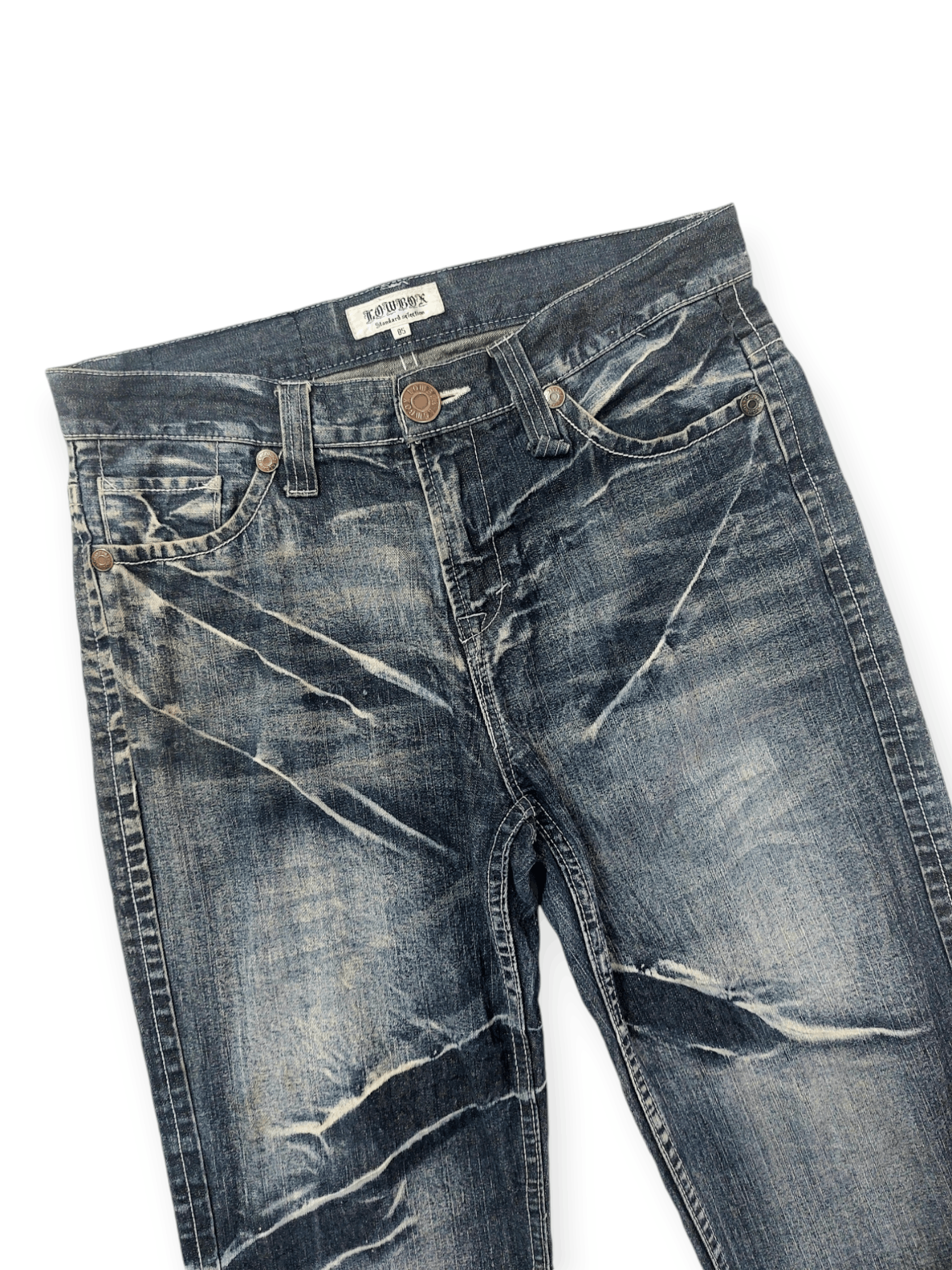 【LOWBOX】 Damage Design Denim Vintage Lowbox Punk Distressed Denim