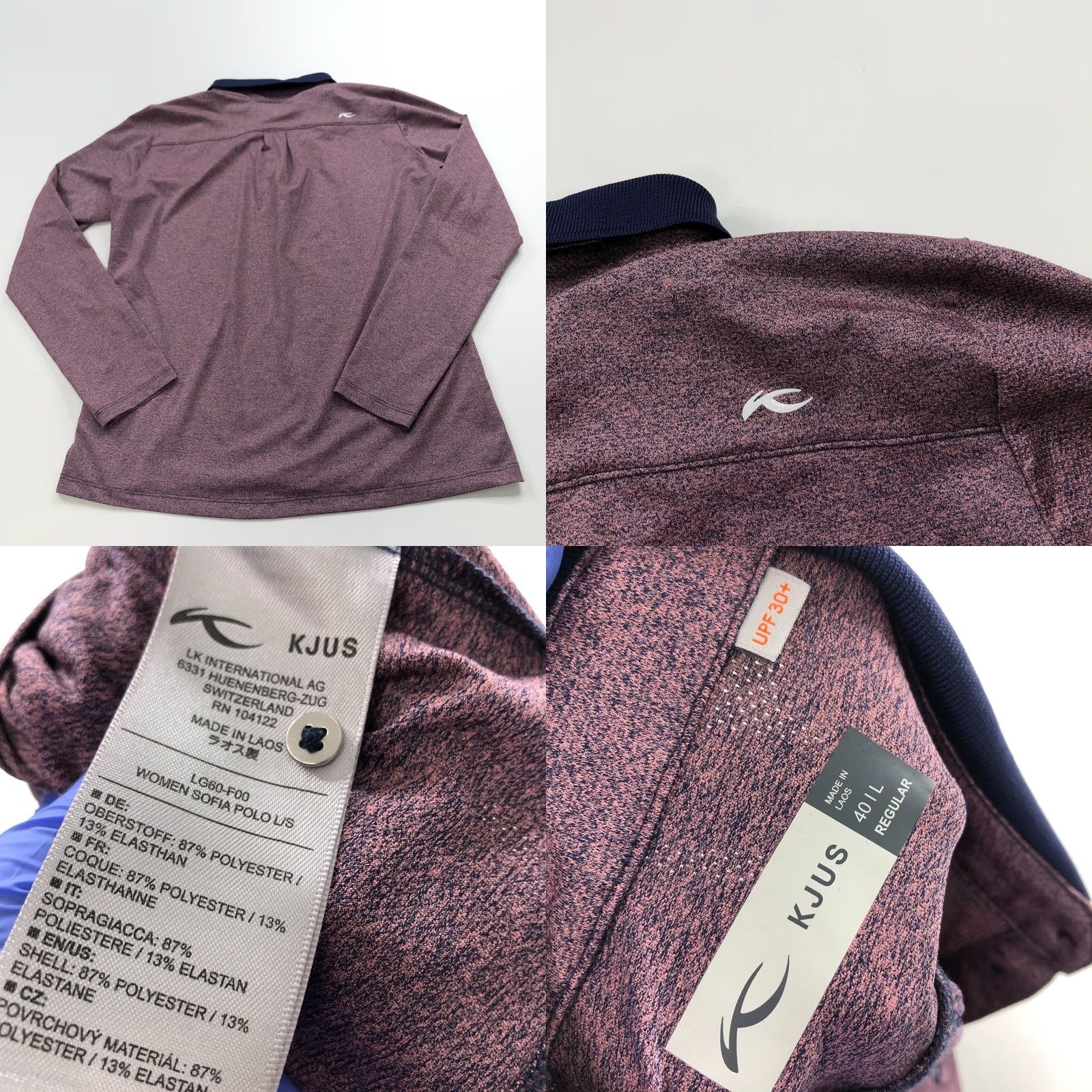 KJUS KJUS Polo Long Sleeve Pullover Button Top Pink Blue Womens L UPF 30 40 Knit Polyester Spandex Casual Shirt Size L / US 10 / IT 46 - 8 Thumbnail