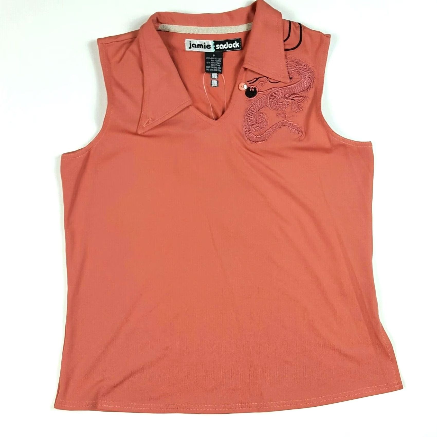 Vintage VINTAGE Jamie Sadock Pink Dragon Womens Petite P Chinese Tennis Golf Polo Tank Top Shirt Size S / US 4 / IT 40 - 2 Thumbnail