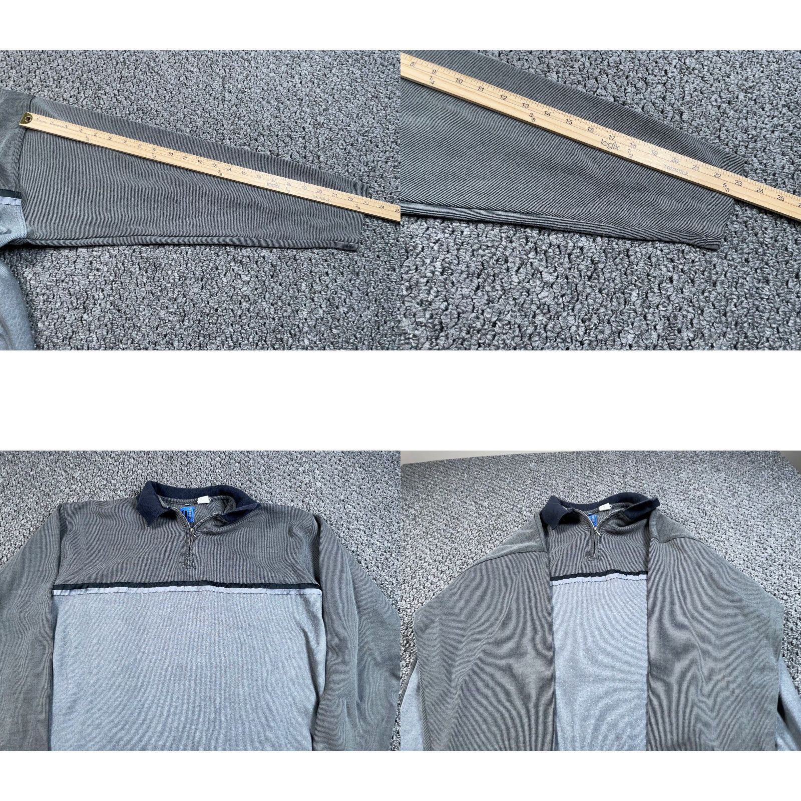 Vintage VTG Y2K 1/4 Zip Ribbed Sweater XL Gray Striped Preppy Oversized Men Size US XL / EU 56 / 4 - 8 Thumbnail