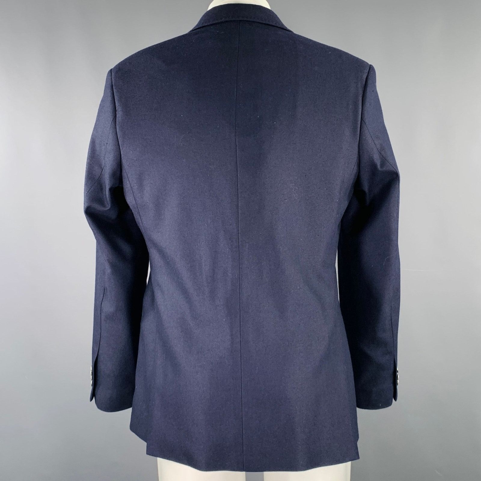 Other Size 38 Navy Twill Wool Blend Notch Lapel Sport Coat Size 38R - 3 Thumbnail