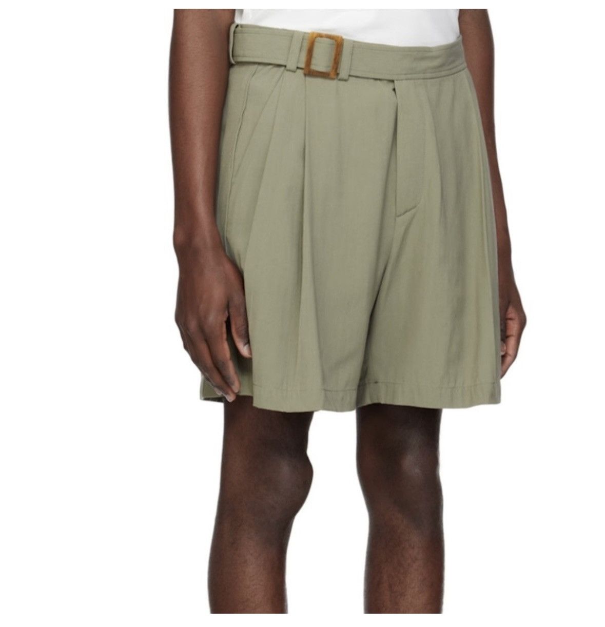 RECTO RECTO Khaki Wrinkle Detail Belted Shorts Size US 38 / EU 54 - 2 Thumbnail