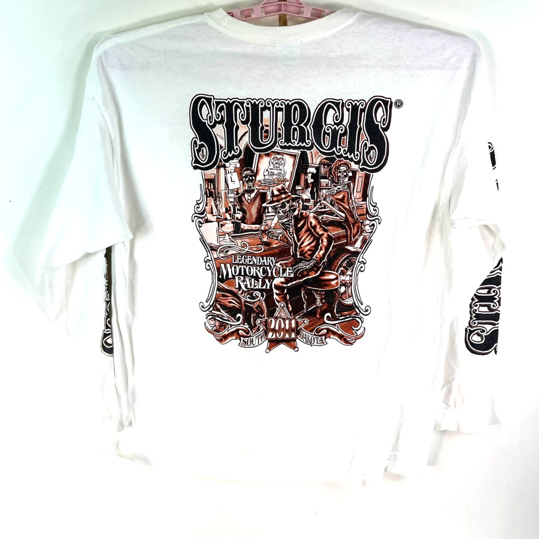 Vintage Sturgis 2011 Motorcycle Rally T Shirt Mens Size 2XL White 2 Sided Graphic Tee Size US XXL / EU 58 / 5 - 7 Thumbnail