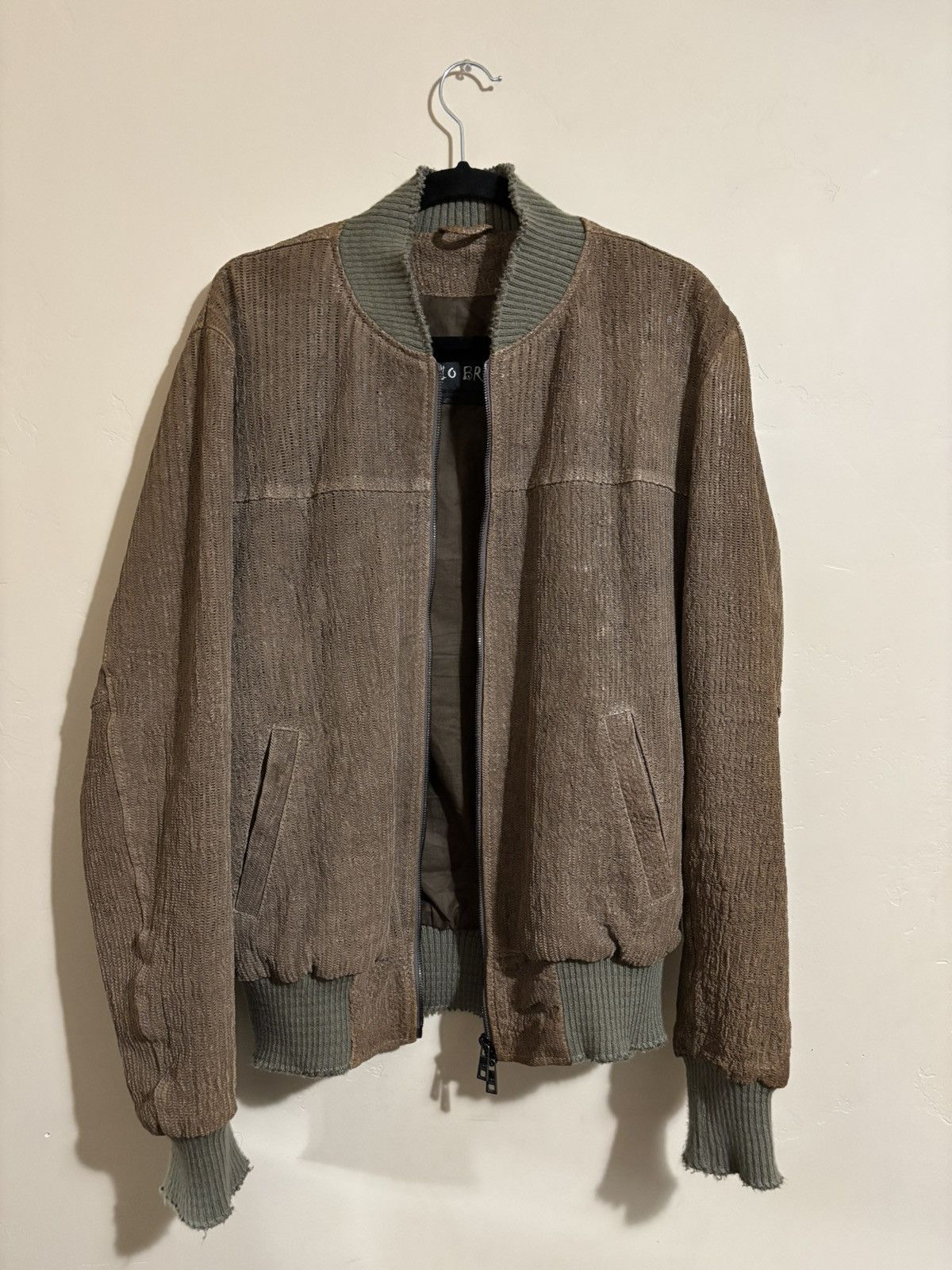 Giorgio Brato (BNWT) Perforated Vegetable Tanned Leather Bomber Jacket Size US M / EU 48-50 / 2 - 3 Thumbnail