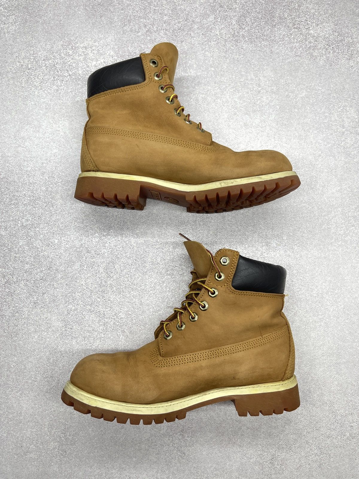 Timberland Mens Vintage Timberland Leather Boots Beige Combat Rubber Size US 8.5 / EU 41-42 - 3 Thumbnail