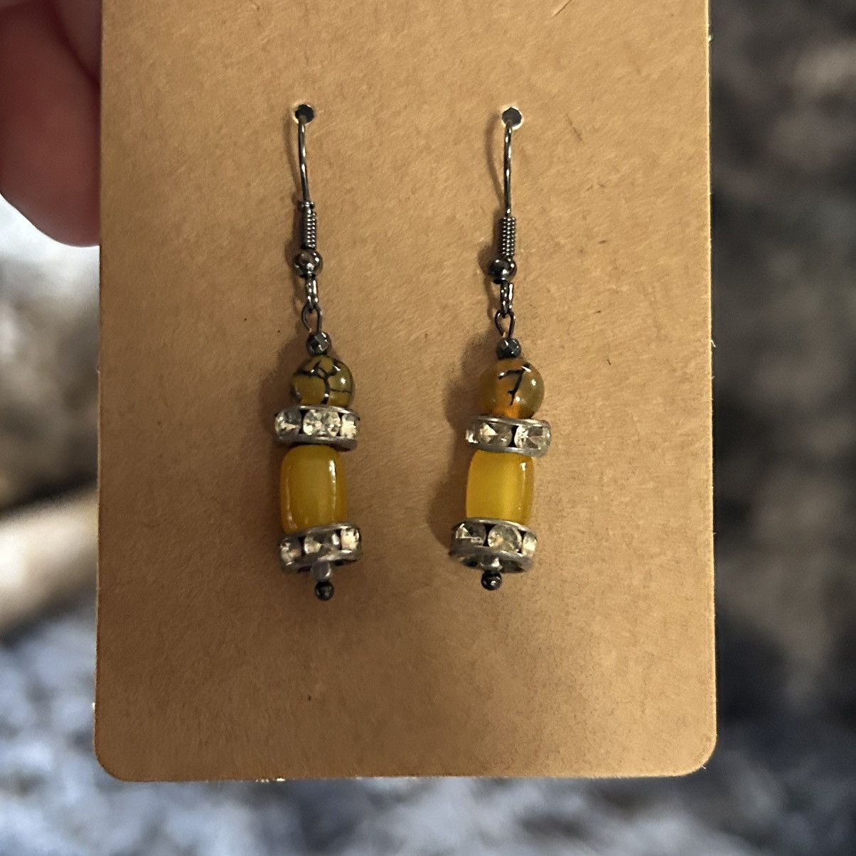 Handmade Handcrafted elegant genuine stone cat eye glass earrings Size ONE SIZE - 2 Thumbnail