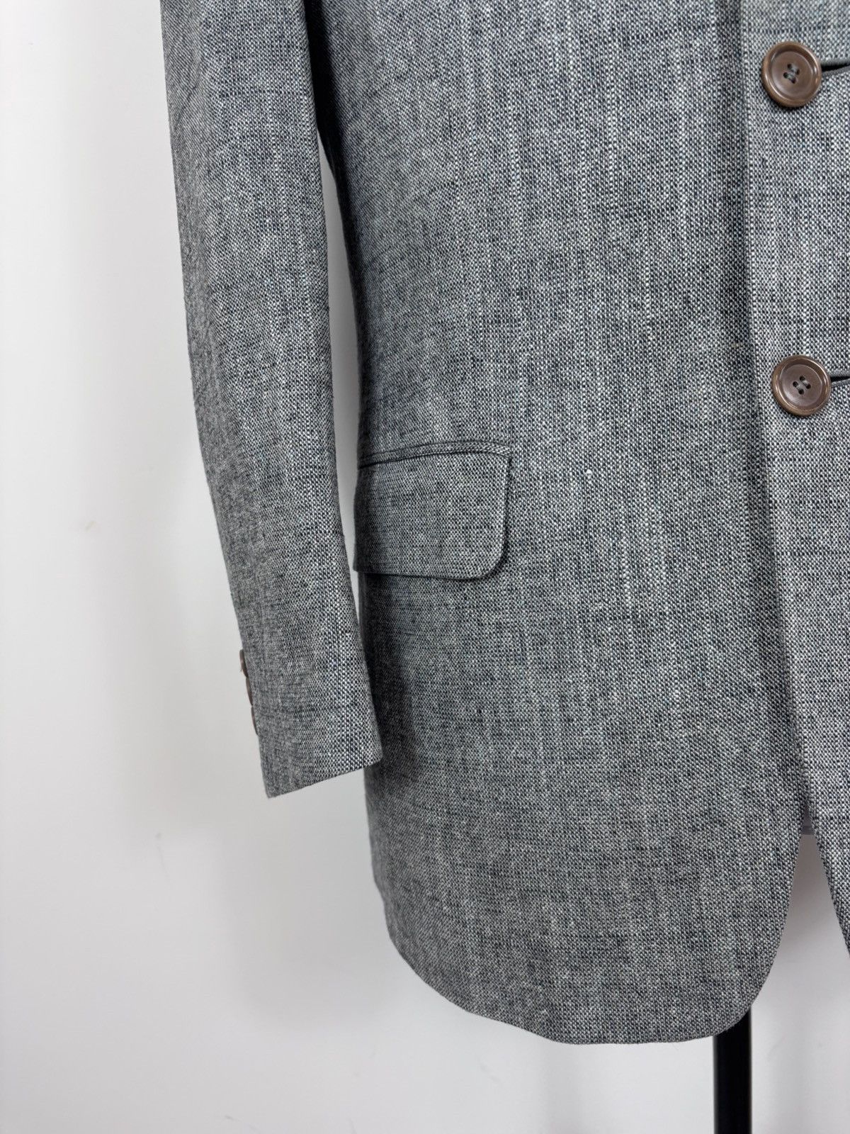 Ermenegildo Zegna Ermenegildo Zegna Soft Grey Textured Silk Blazer Jacket Size 44R - 4 Thumbnail