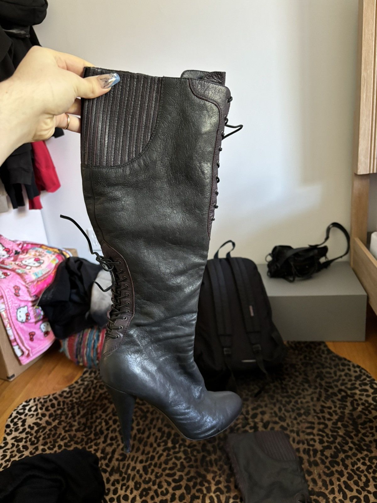 Miu Miu Thigh high miu miu high heel laced leather boots Size US 10 / IT 40 - 6 Thumbnail