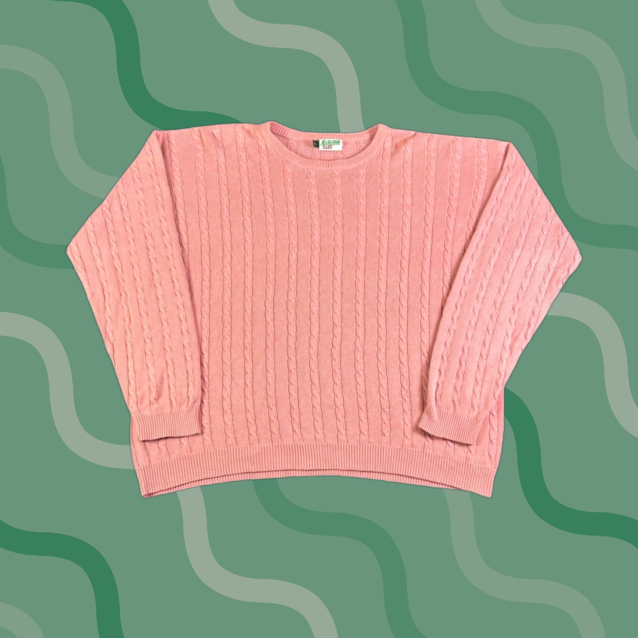 Pinko Alligator Alley Pink Cable-Knit Sweater XL Crew Neck Long Sleeve Womens Size XL / US 12-14 / IT 48-50 - 1 Thumbnail