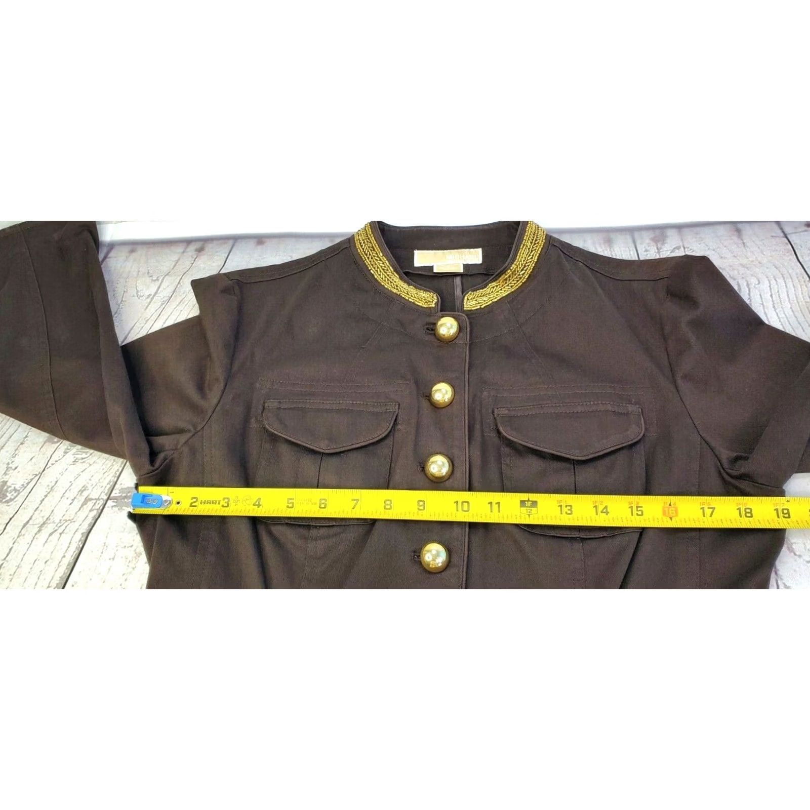 Michael Kors Michael Kors Brown Gold Button Field Jacket Blazer Women 12 Size Regular Cotton Blend Size XL / US 12-14 / IT 48-50 - 7 Thumbnail