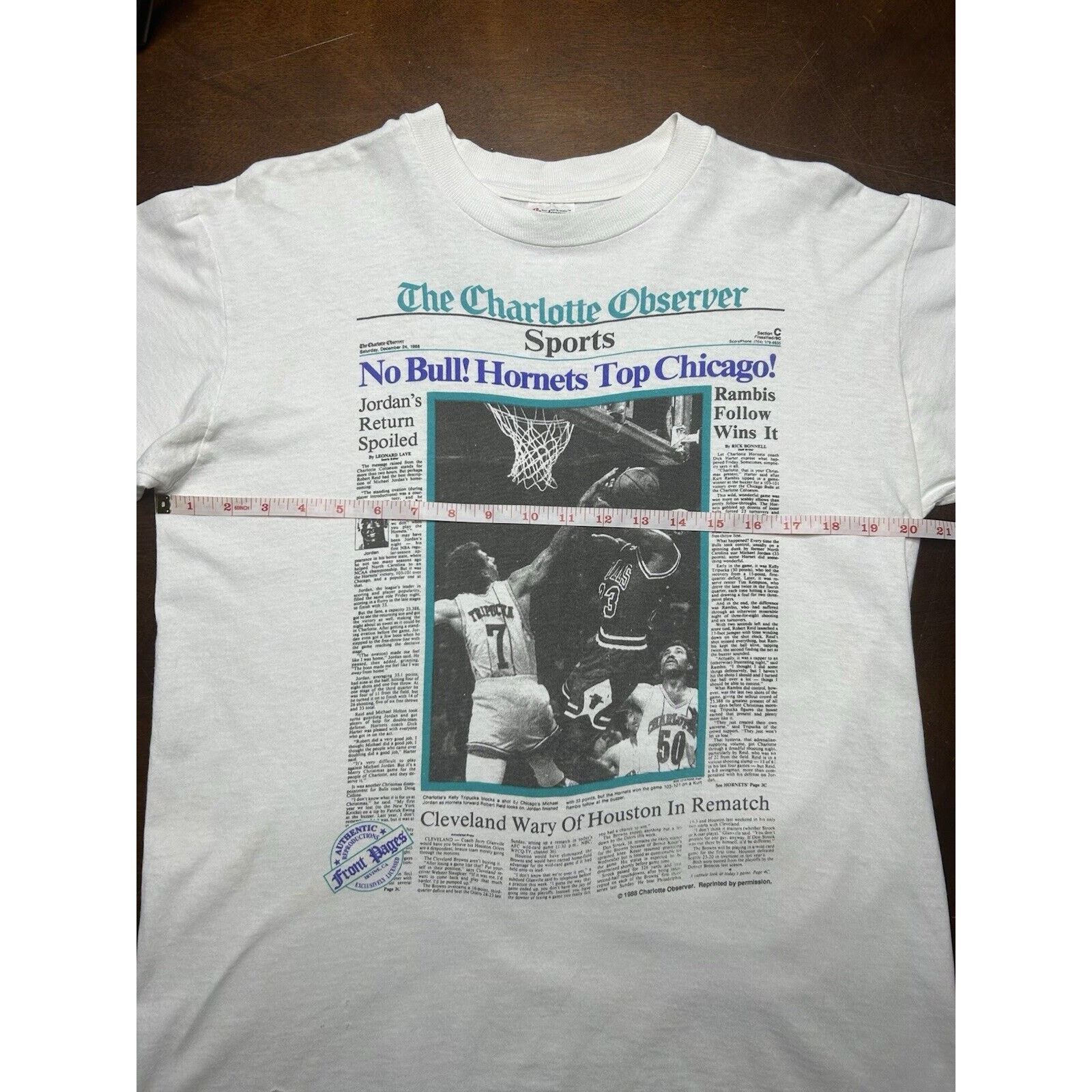 NBA VTG 1988 The Charlotte Observer NBA Hornets Bulls Shirt RARE Size US L / EU 52-54 / 3 - 4 Thumbnail
