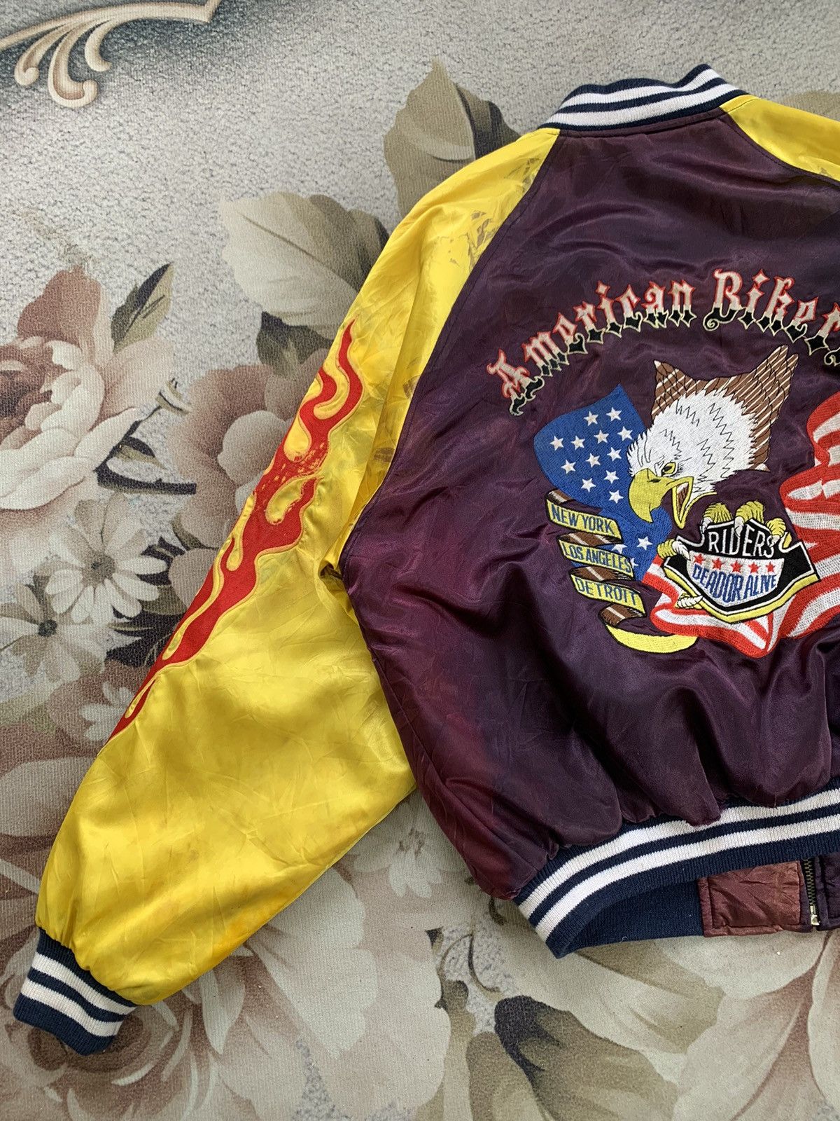 Lucky Brand × Vintage Lucky Stroke Houston American Bikers Sukajan Jacket Size US M / EU 48-50 / 2 - 8 Thumbnail