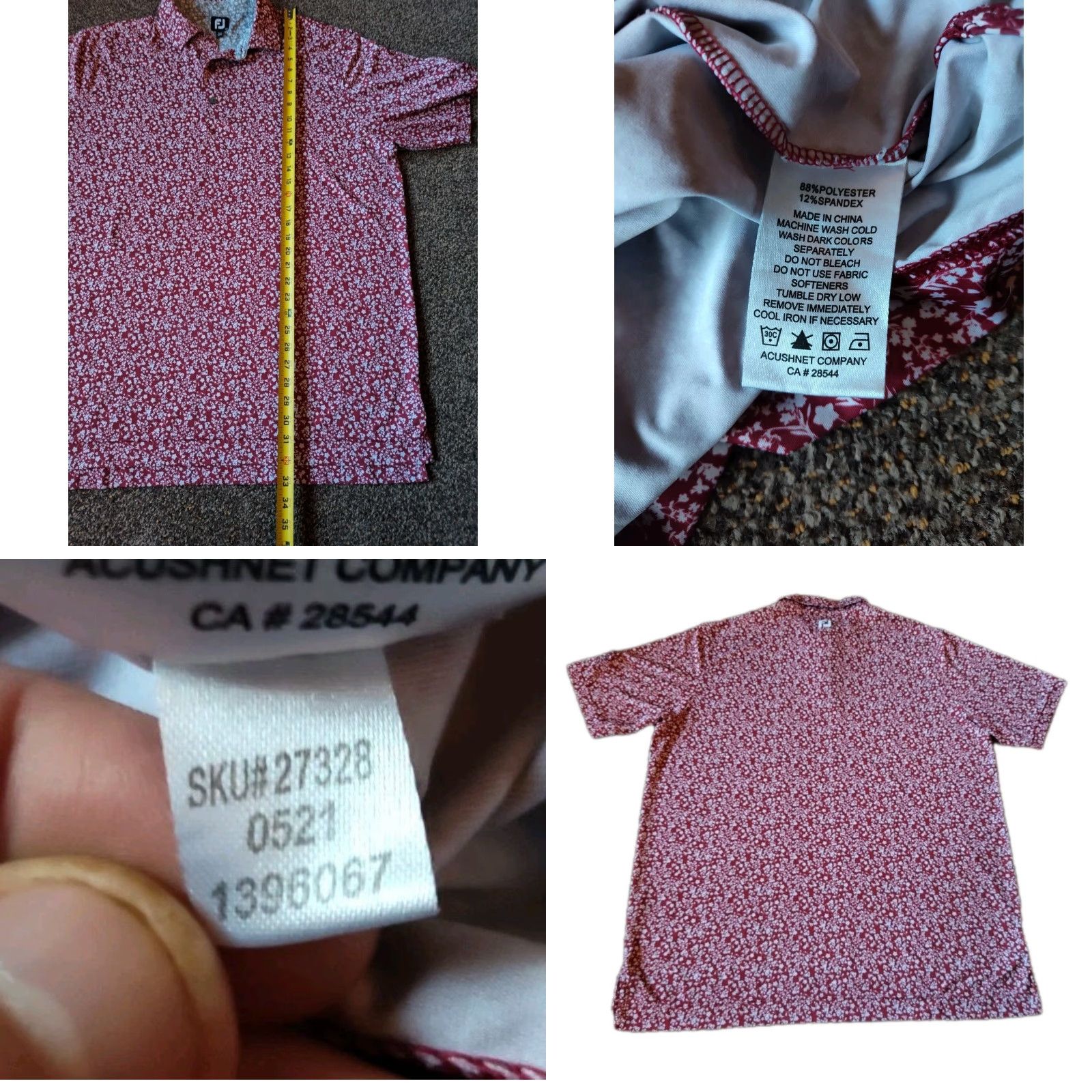 Footjoy FootJoy Polo Shirt Mens XL Red White Floral Wild Rock Golf Club Stretch Read Size US XL / EU 56 / 4 - 8 Thumbnail