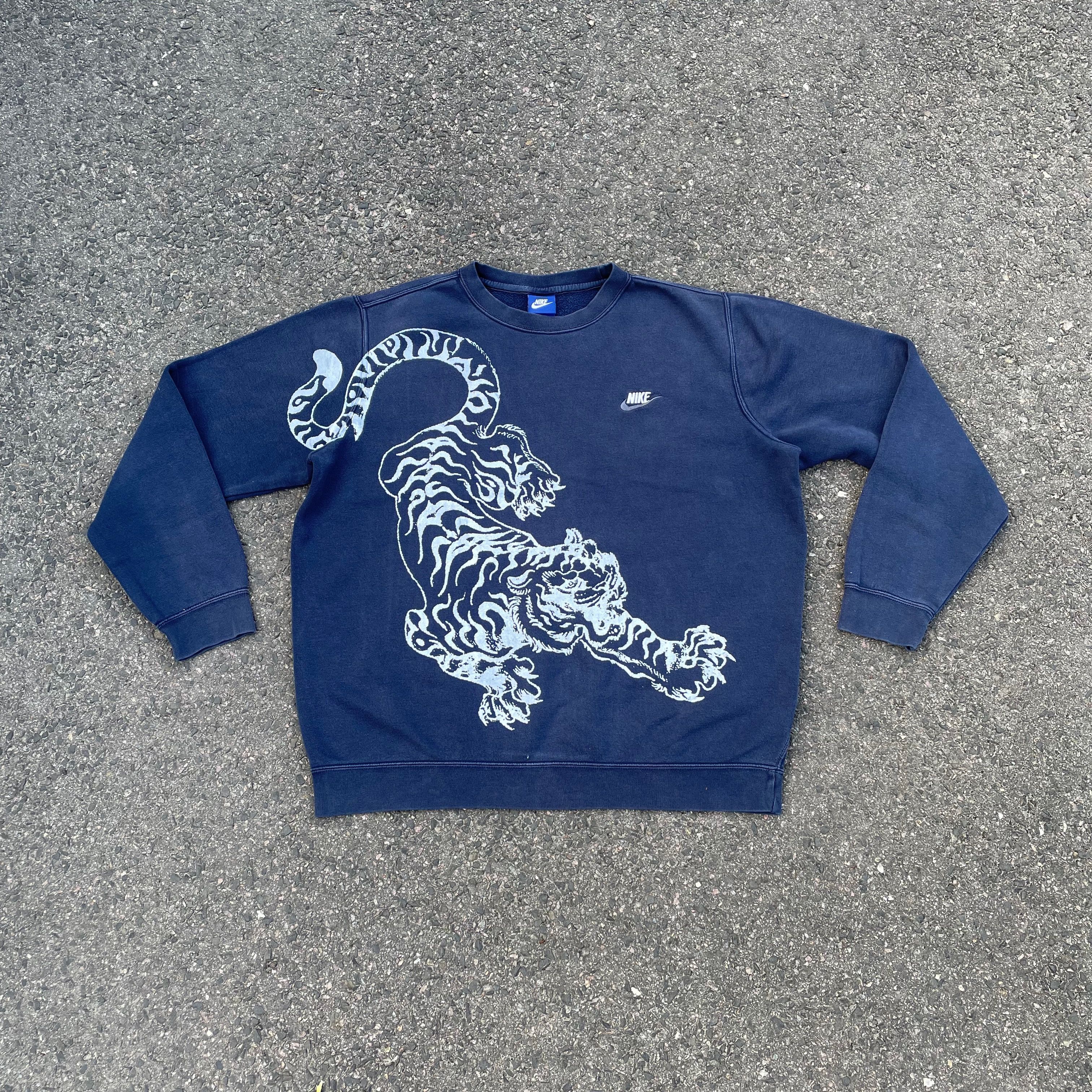 Nike × Vintage Nike sweatshirt custom hand printed tiger y2k art animal Size US L / EU 52-54 / 3 - 1 Thumbnail