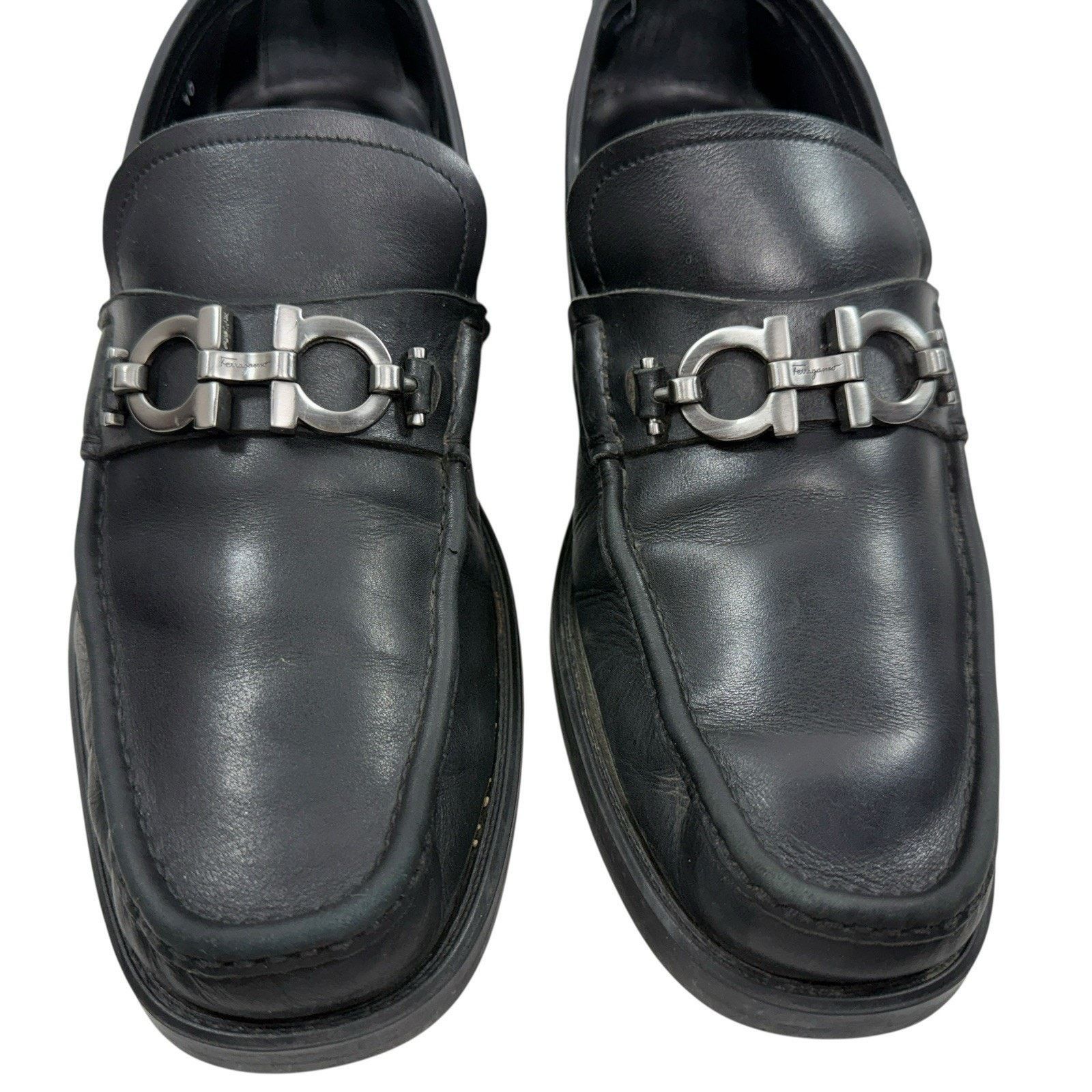Salvatore Ferragamo Ferragamo David Leather Loafers Gancini Horse Bit Size 10 EE Size US 10 / EU 43 - 3 Thumbnail