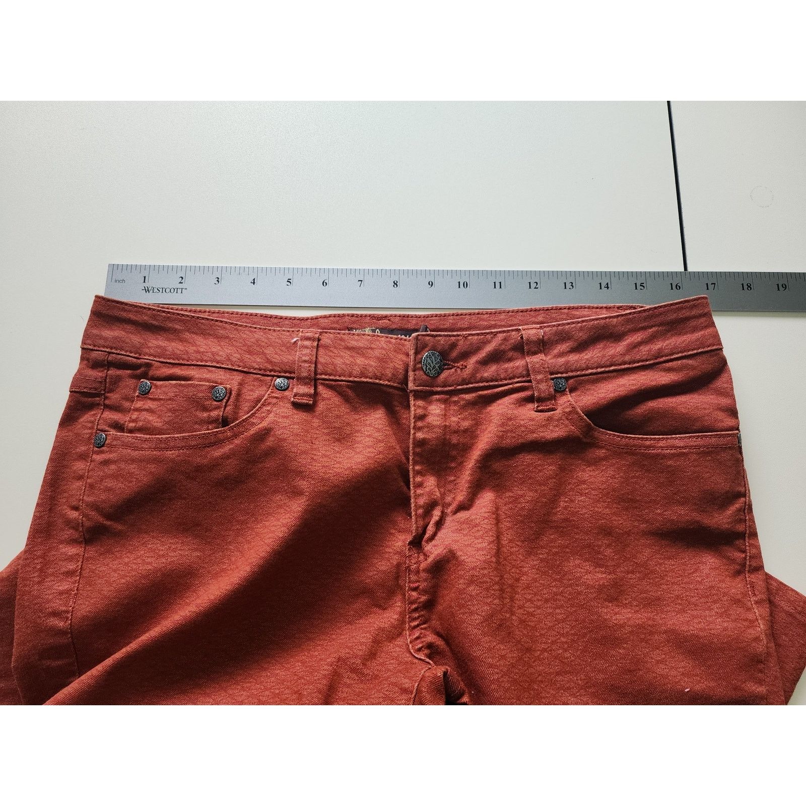 Prana PRANA KARA Organic Cotton Red Patterned Ankle Skinny Jeans Size 32" / US 10 / IT 46 - 5 Thumbnail