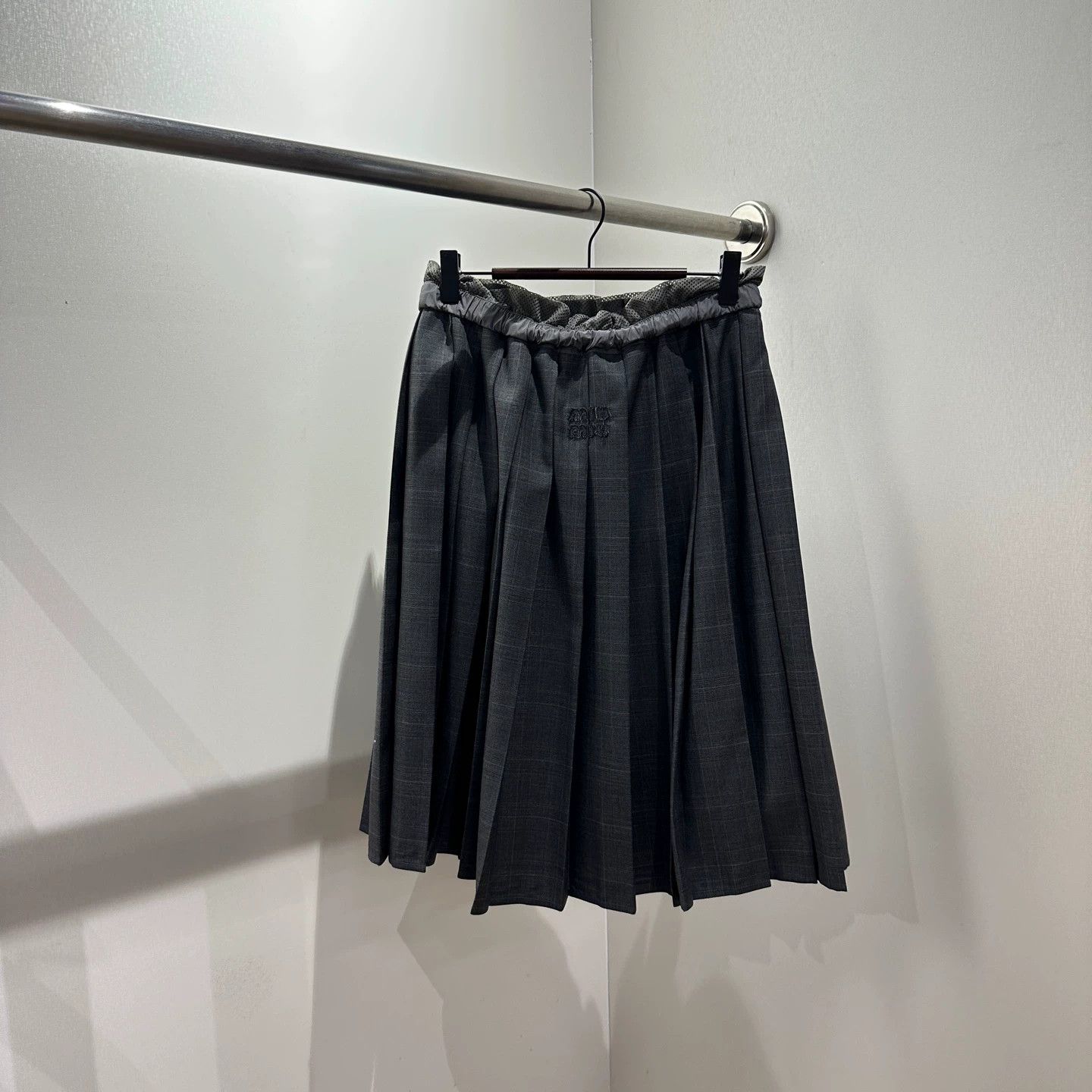 Miu Miu MIU MIU Logo Letter Check Wool Skirt Size 38 Size 26" / US 2 / IT 38 - 1 Thumbnail