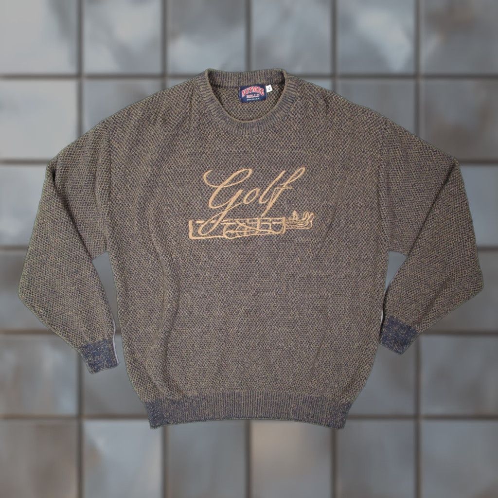 Nutmeg VINTAGE Nutmeg Mills Sweater Men’s XL Knit Crew Neck Embroidered Golf Made in USA Size US XL / EU 56 / 4 - 1 Thumbnail