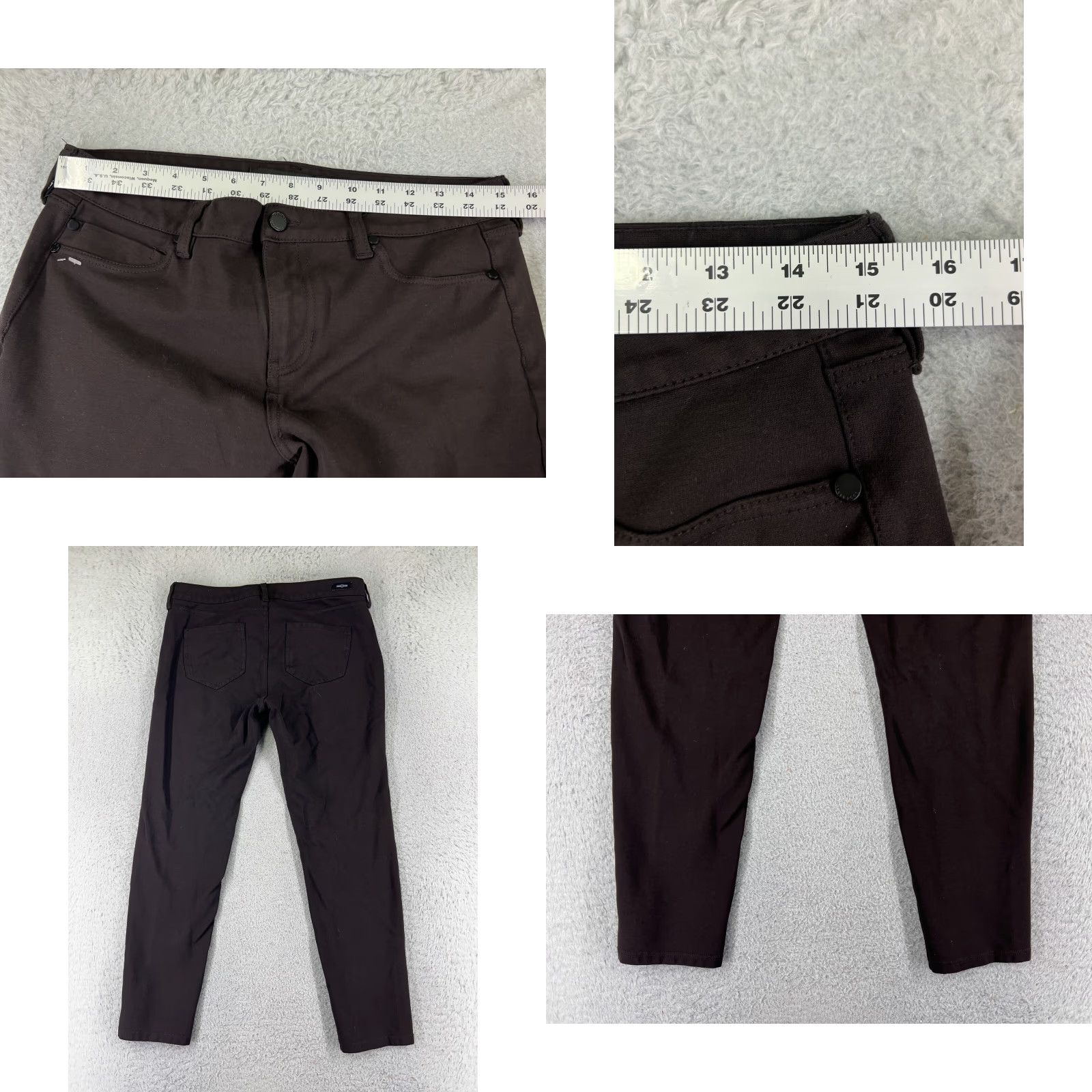 Vintage Liverpool Jeans Company Pants Women 12 Brown Tapered Madonna Legging Rayon Blend Jegging Regular Rise Mid Front Flat Front Stretch Knit Button Size 34" / US 12 / IT 48 - 9 Thumbnail
