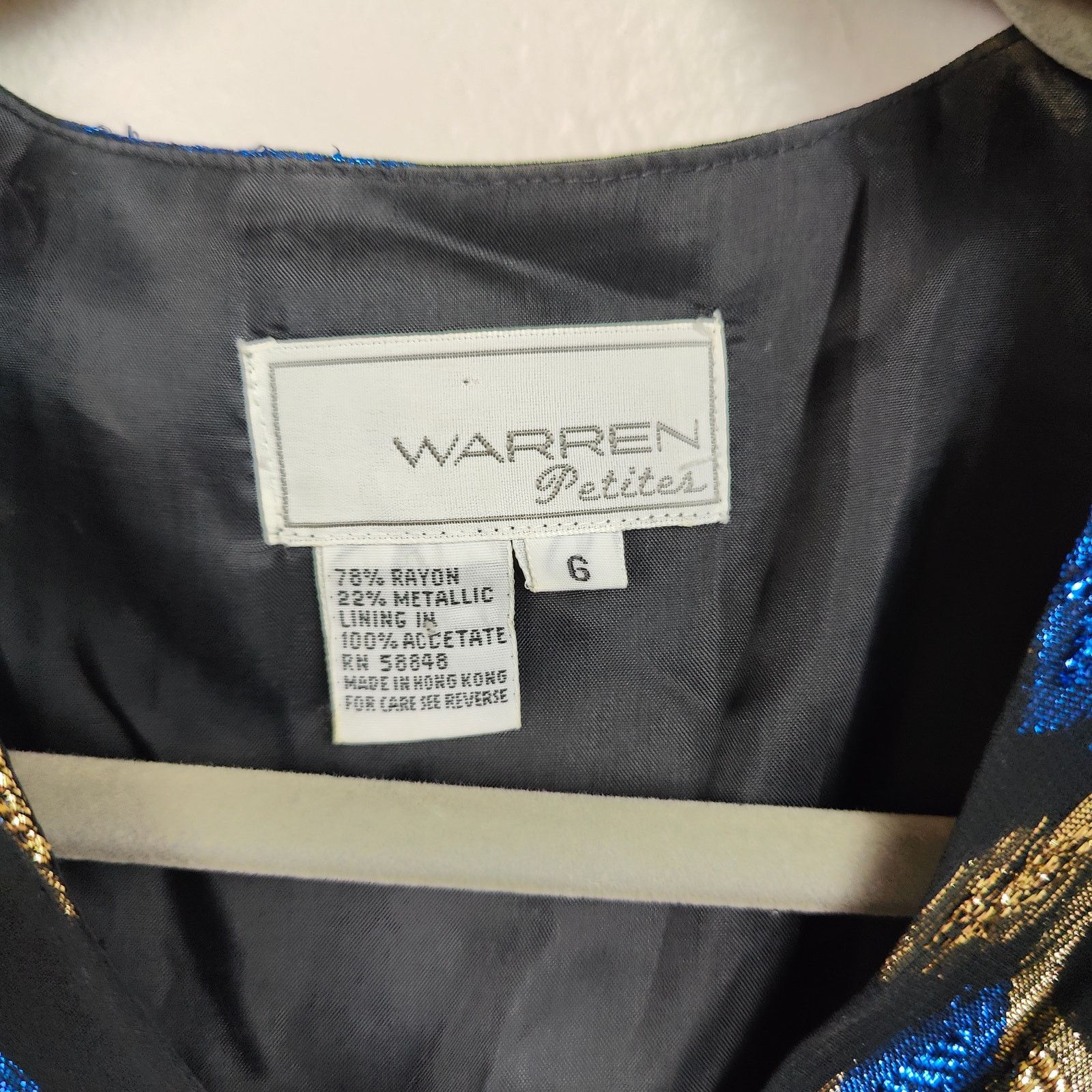 Other Vintage Warren Petites Metallic Wrap Top Womens 6 Black Size M / US 6-8 / IT 42-44 - 7 Thumbnail