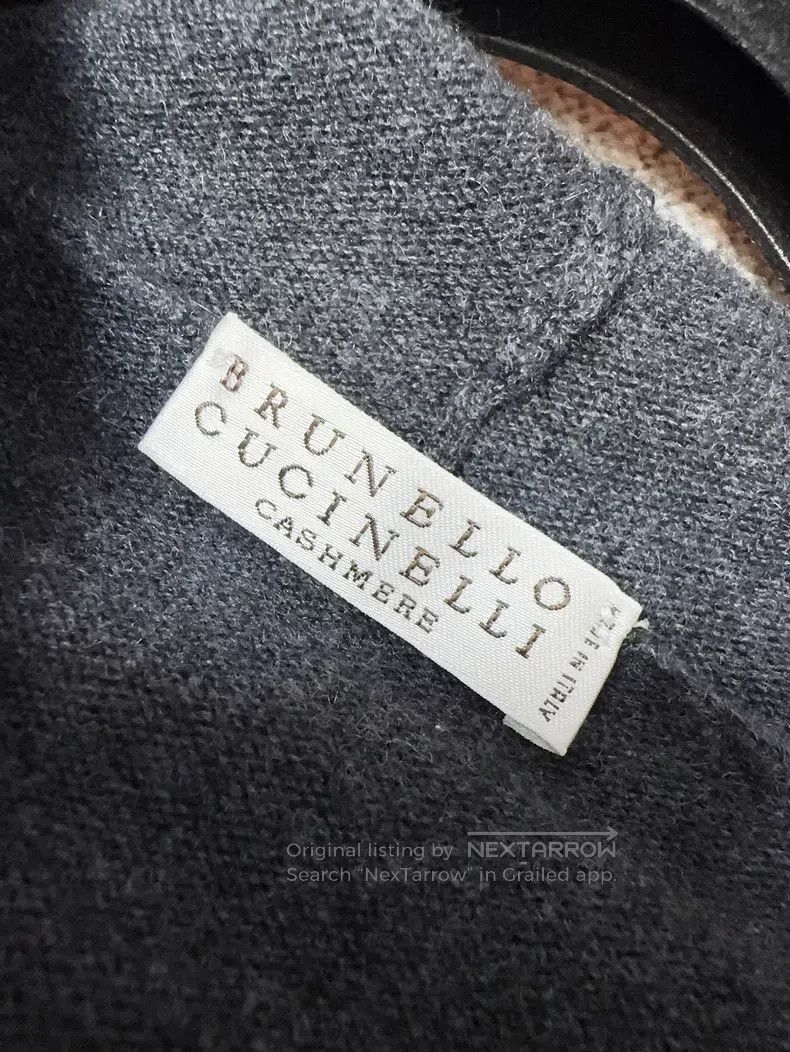 Brunello Cucinelli Brunello Cucinelli Dark Gray and Khaki Color Cashmere Hood Size S / US 4 / IT 40 - 6 Thumbnail