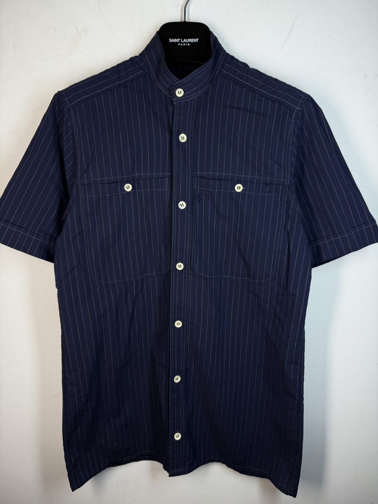 Yves Saint Laurent 90s YSL Shirt Button Up Short Sleeve Collar Logo Vintage y2k Size US S / EU 44-46 / 1 - 2 Thumbnail
