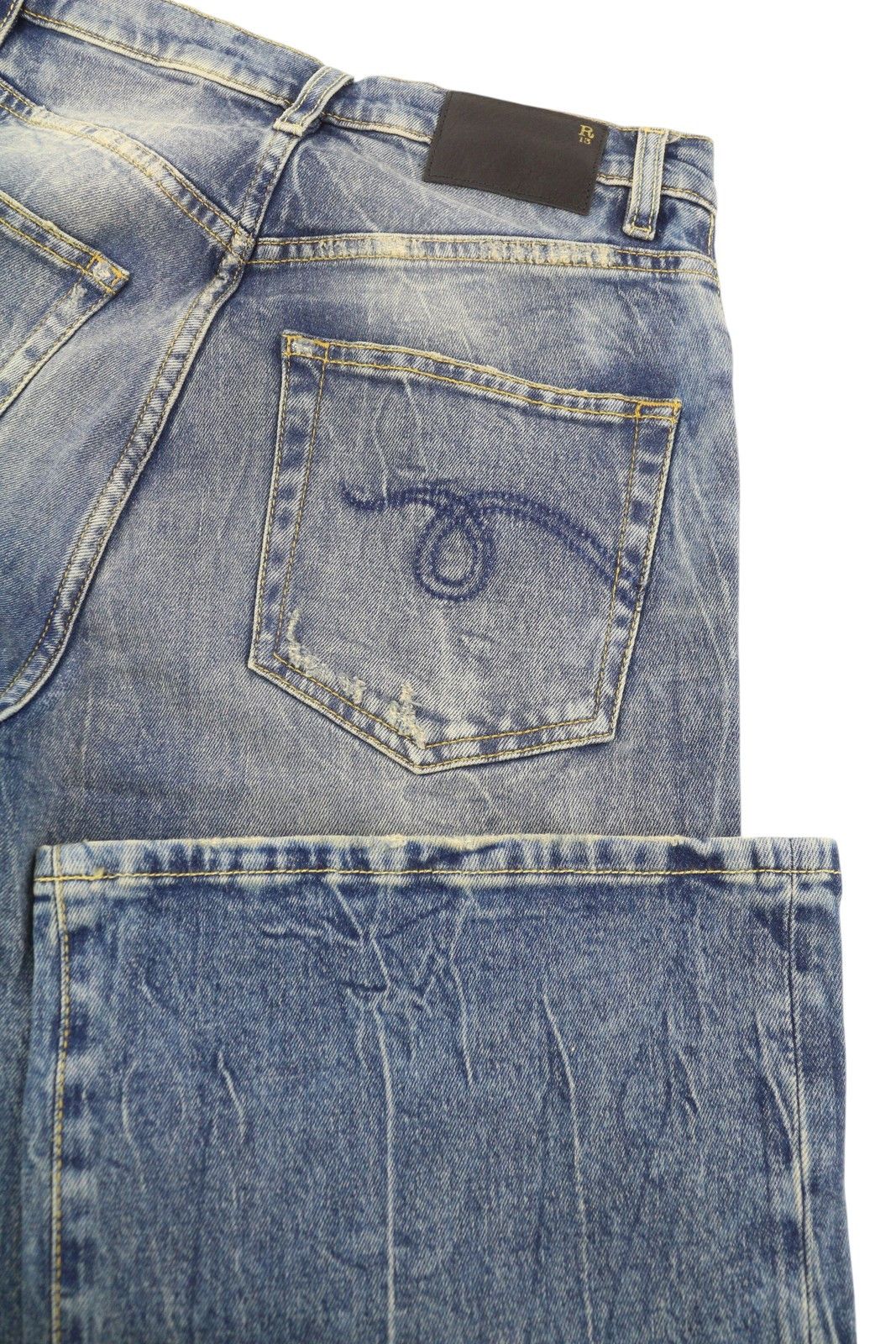 R13 JANE 27 Kelly Stretch Flared Washed Faded Zip 85429 Size 27" / US 4 / IT 40 - 6 Thumbnail