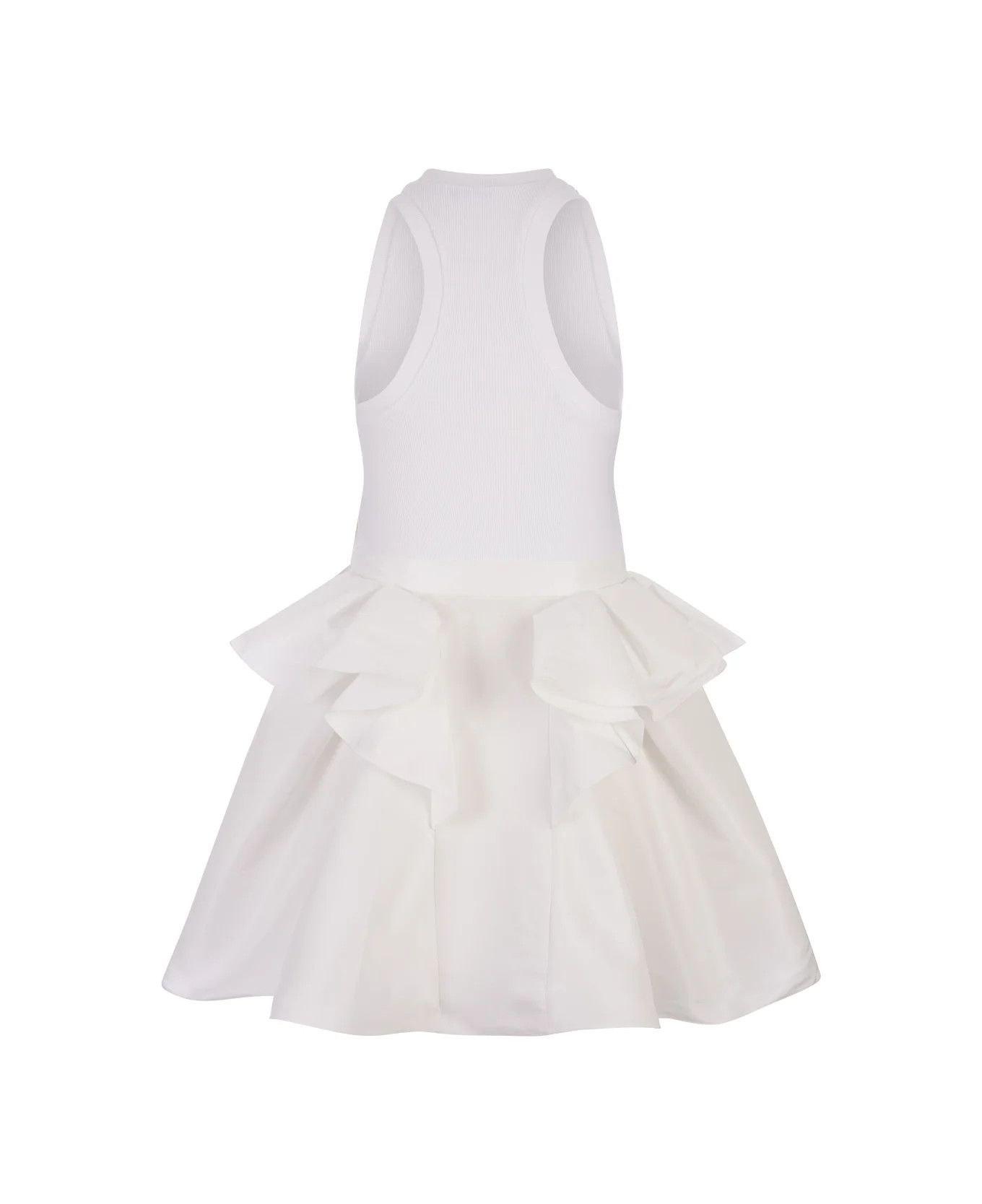 Alexander McQueen o1srvl11e0326 Hybrid Mini Dress in White Size S / US 4 / IT 40 - 2 Thumbnail