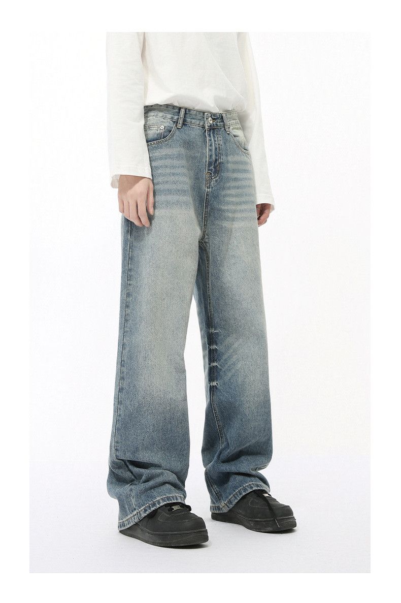 Vintage Men's Japanese Retro Loose Straight Washed Distressed Jeans Size US 32 / EU 48 - 2 Thumbnail