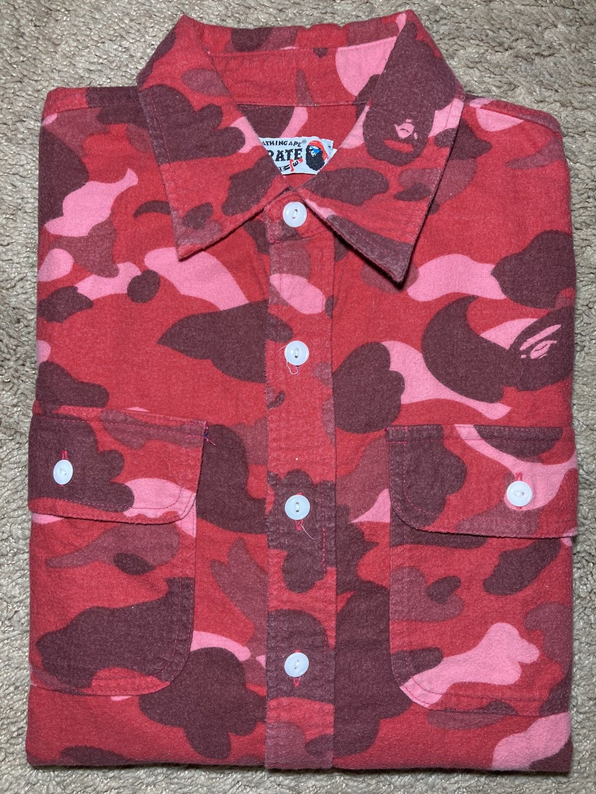 Bape 2010 Bape Red Full Camo Button Up Pirate Nigo OG Size US M / EU 48-50 / 2 - 1 Thumbnail