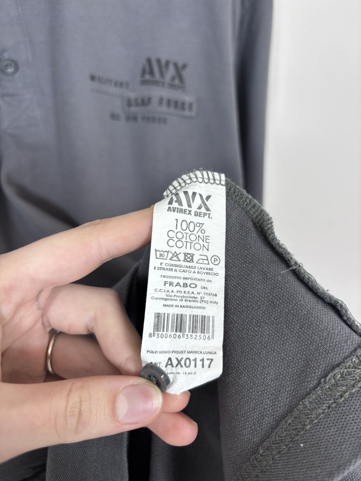 Avirex Avirex Men’s US Air Force Gray Long Sleeve Polo Shirt Size US XXL / EU 58 / 5 - 9 Thumbnail
