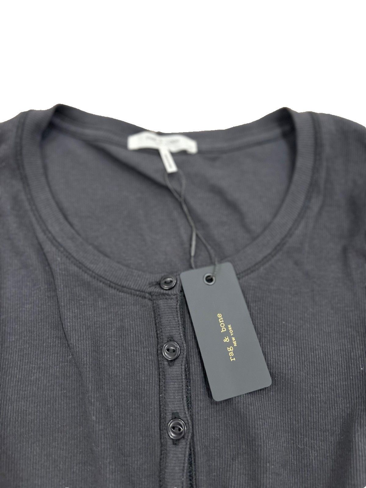 Rag & Bone Rag & Bone New York Essie Rib Henley Top Black ( L ) Size L / US 10 / IT 46 - 3 Thumbnail