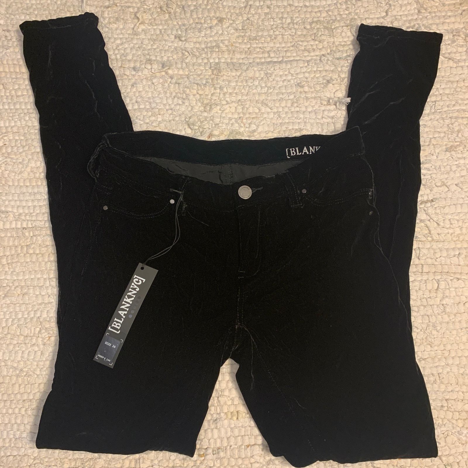 BLANKNYC NWT BLANK NYC BLACK VELVET SKINNY "SPRAY ON" LEGGING JEANS Size 27" / US 4 / IT 40 - 1 Thumbnail