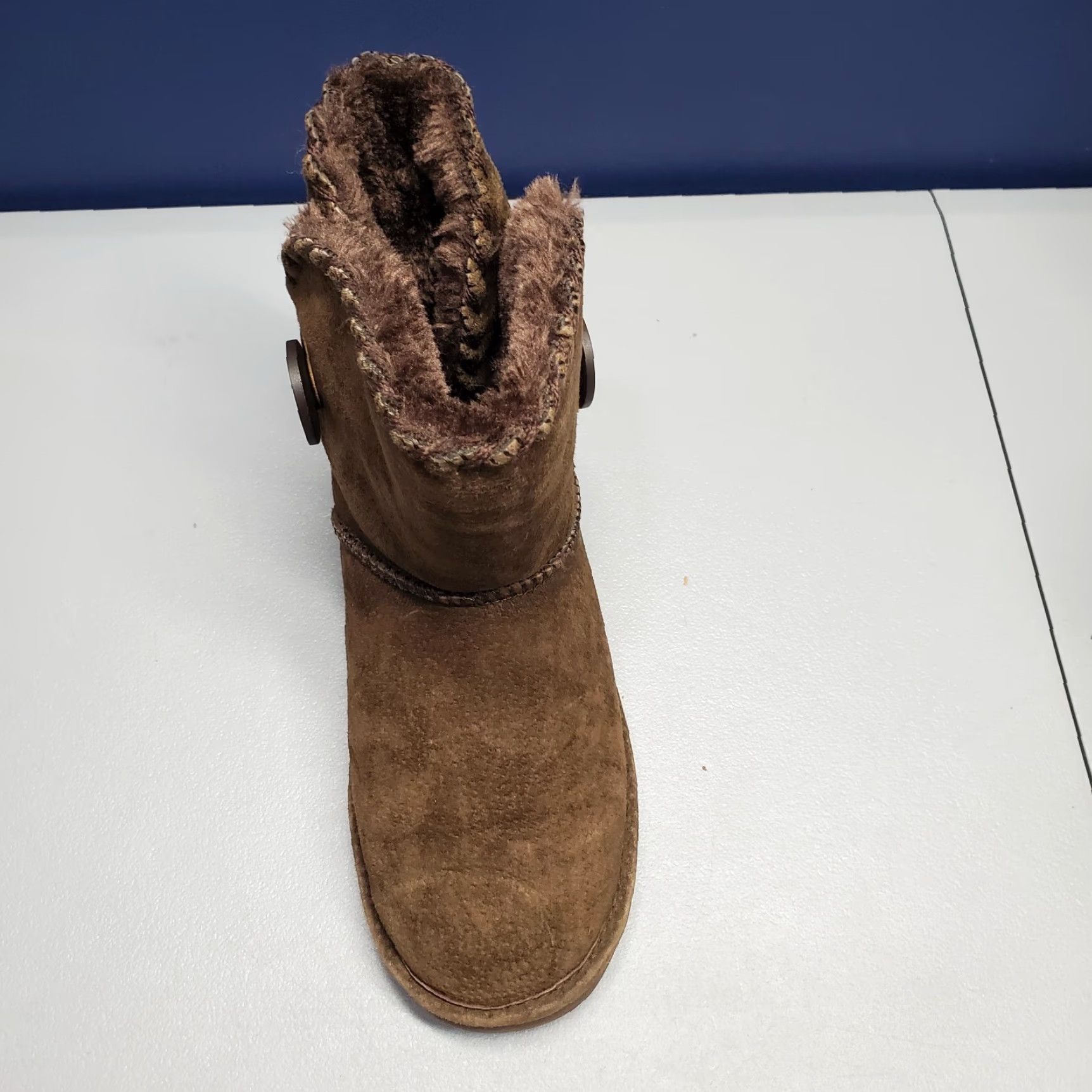Vintage LAMO Winter Ankle Boots Womens Size 8 Brown Suede Pull On Whipstitch Faux Fur Casual Shoes Size US 8 / IT 38 - 5 Thumbnail