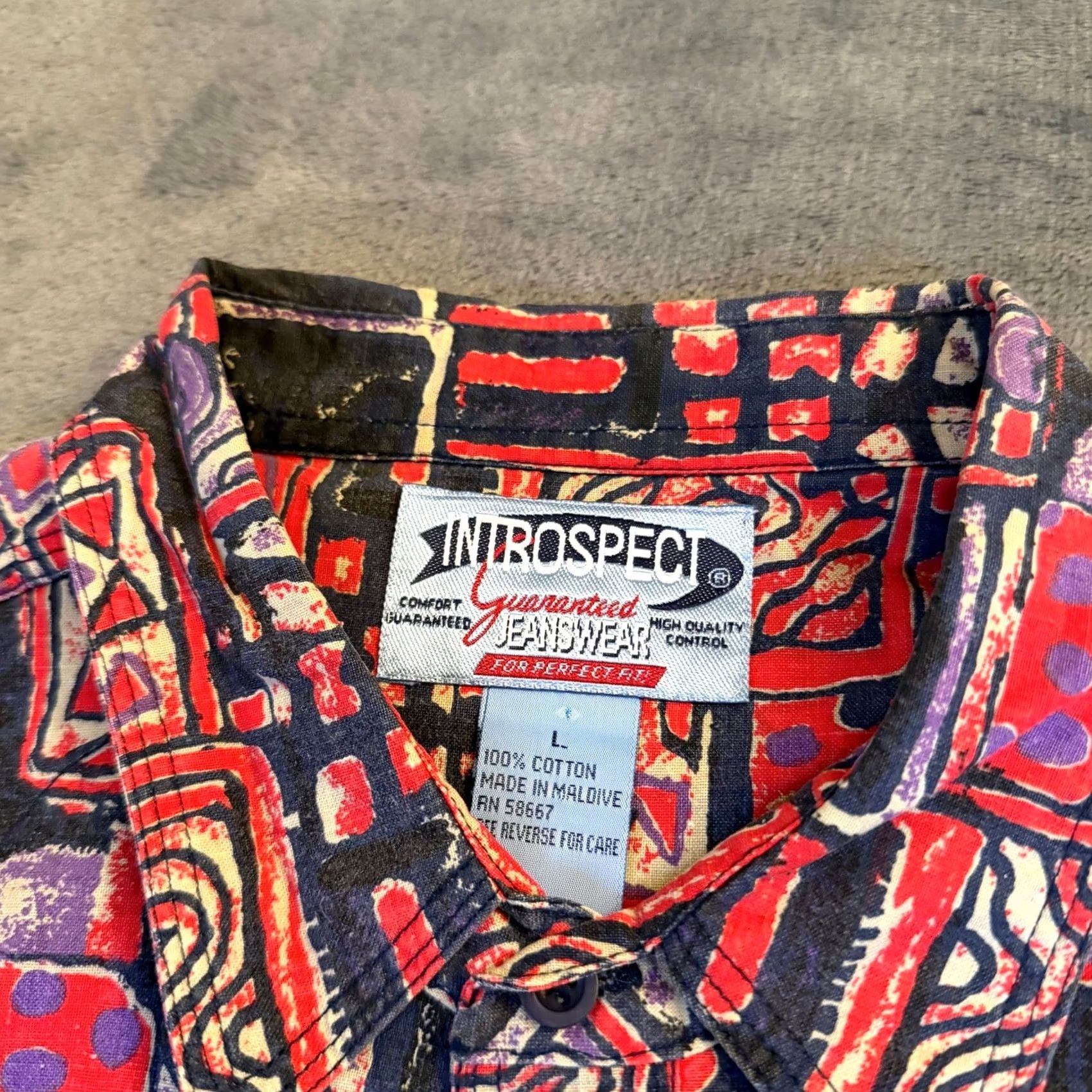 Vintage VINTAGE Introspect Jeanswear Abstract Print Short Sleeve Button-Up Shirt Mens Large Size US L / EU 52-54 / 3 - 3 Thumbnail
