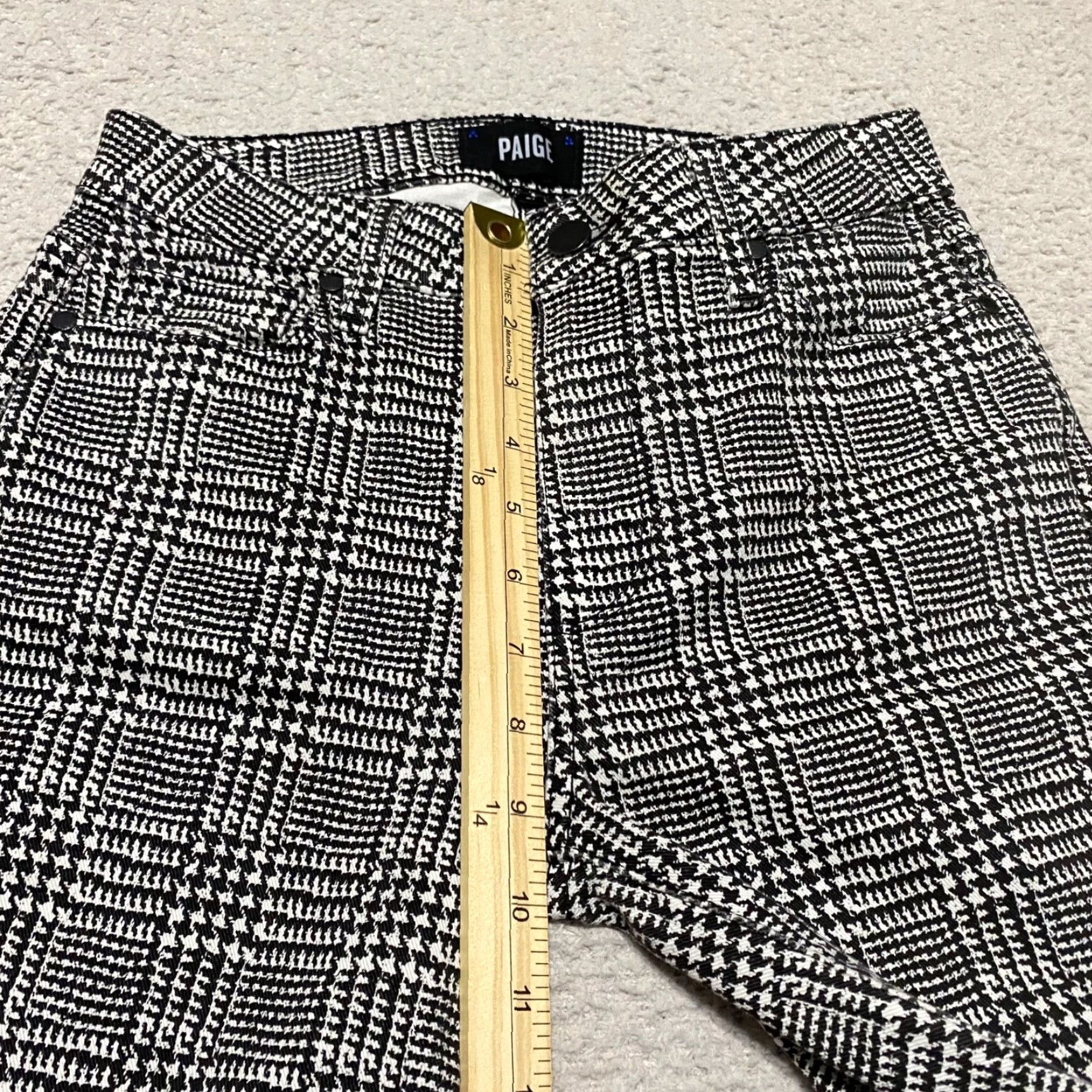 Paige Paige Pants Womens Sz 27 Black Plaid Check Ankle Mid Rise Ultra Skinny Stretch Size 27" / US 4 / IT 40 - 4 Thumbnail