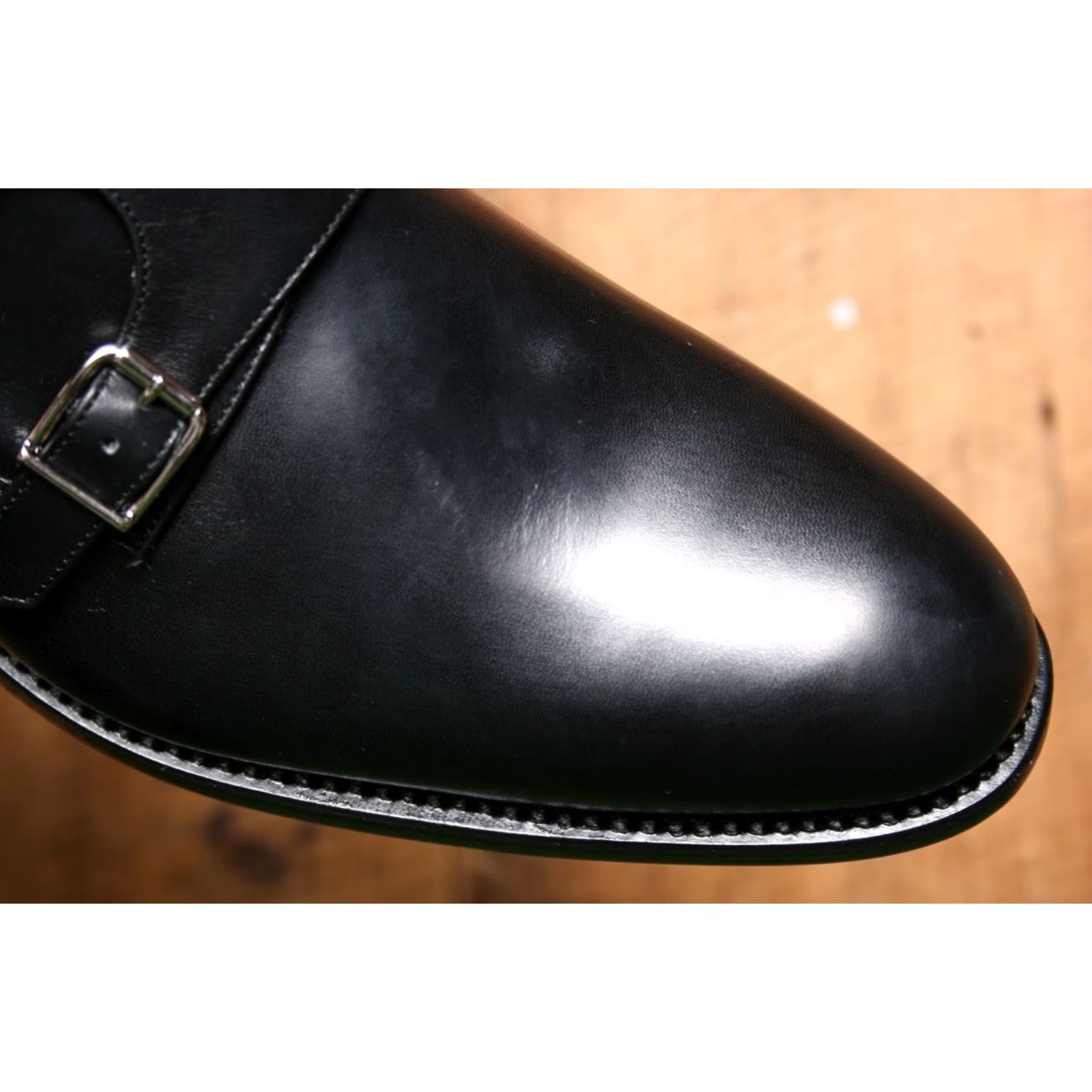 Vintage Bruno Famiglietti Black Leather Double Buckle Monk Strap Loafers UK 10 ≈ US 10.5 Mens Dress Monk Strap Shoes Size US 10 / EU 43 - 6 Thumbnail