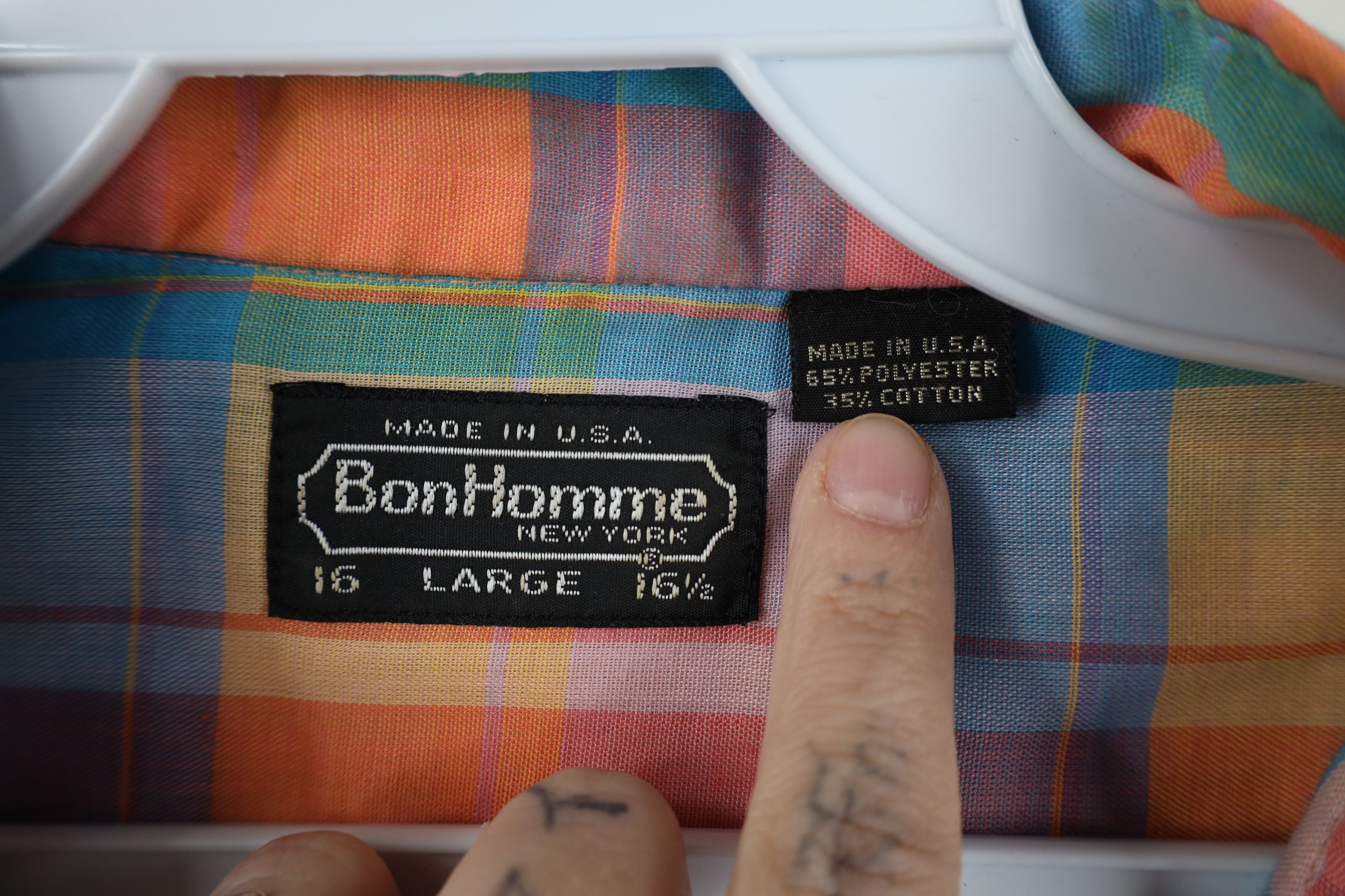 Vintage Vintage 70s Streetwear Rainbow Madras Plaid Button Shirt USA Size US L / EU 52-54 / 3 - 11 Thumbnail