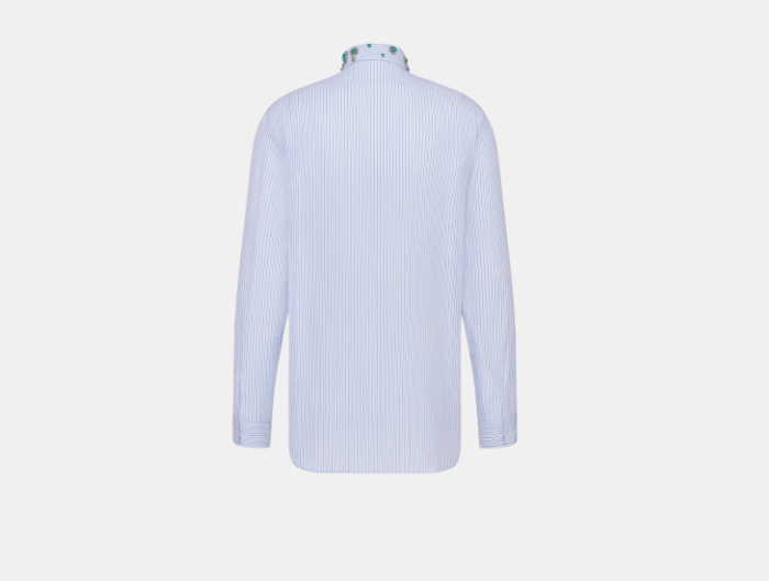 Dior o1w1db10525 483C57 Cabochon Collar Shirt in White/Blue Size US M / EU 48-50 / 2 - 2 Thumbnail