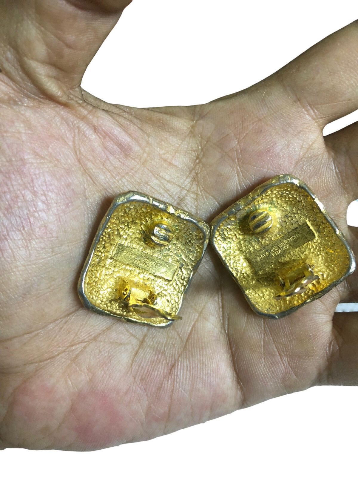 Givenchy 💯🔥Vintage GIVENCHY PARIS Square Logo Gold Earrings Parfums Size ONE SIZE - 10 Thumbnail