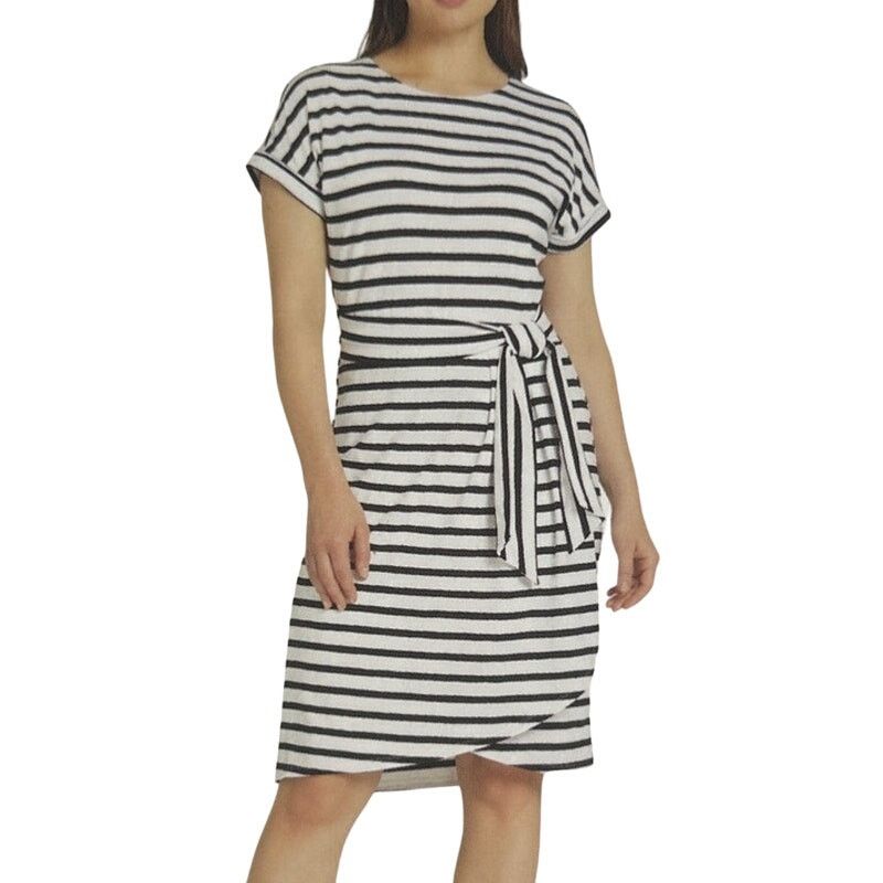 Chaps Chaps Women's Crewneck Black / White Stripe Knit Dress Large Size L / US 10 / IT 46 - 1 Thumbnail