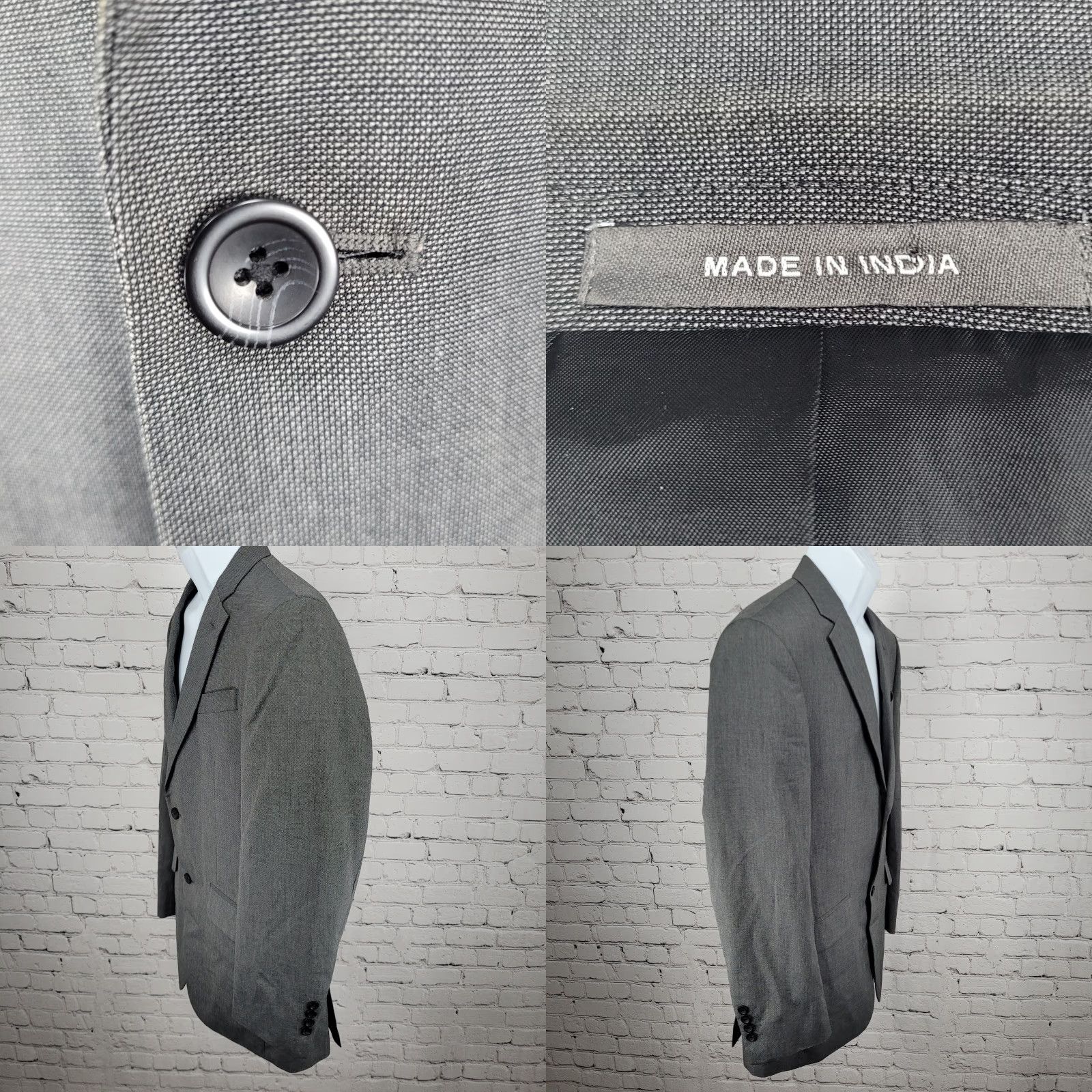 Kenneth Cole Kenneth Cole Reaction Blazer Sport Coat Grey 40R Mens Two-Button Double-Vented Notch Lapel 2 Piece Regular Jacket Dress Casual Size 40R - 9 Thumbnail