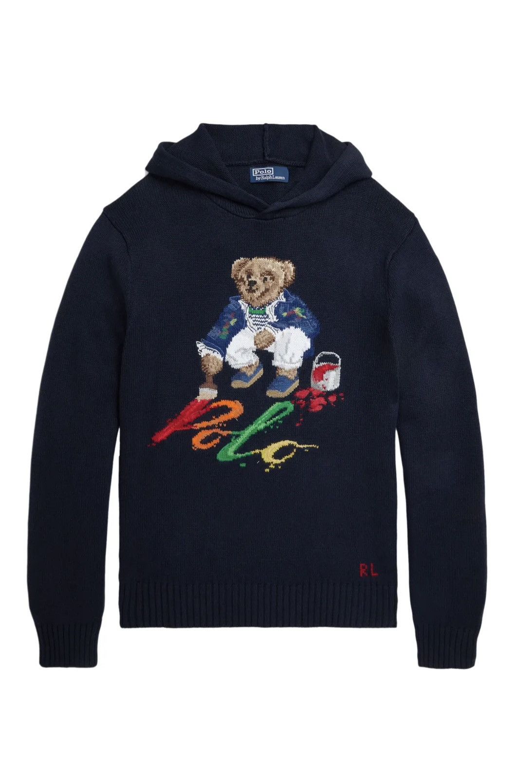 Polo Ralph Lauren Polo Bear intarsia-knit hoodie medium navy