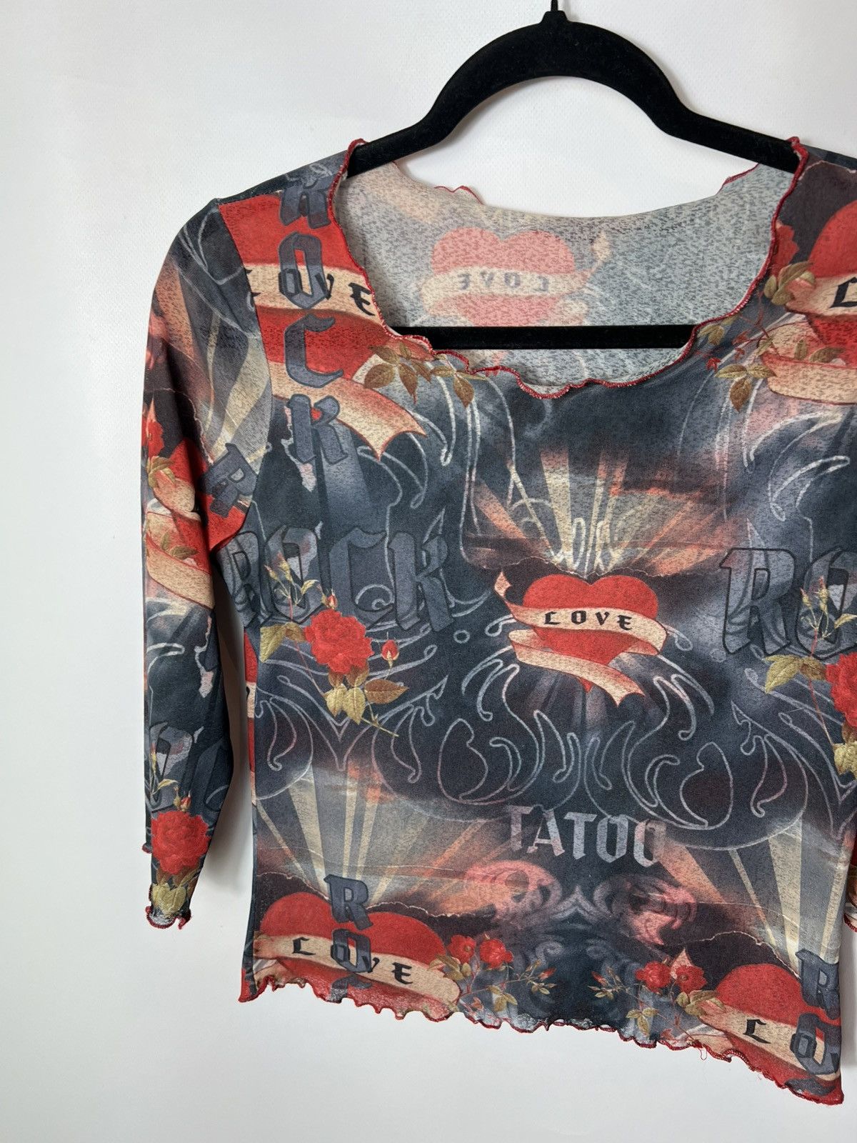 Vintage Vintage streetwear y2k Mesh tattoo long sleeve Top JPG Style Size S / US 4 / IT 40 - 3 Thumbnail