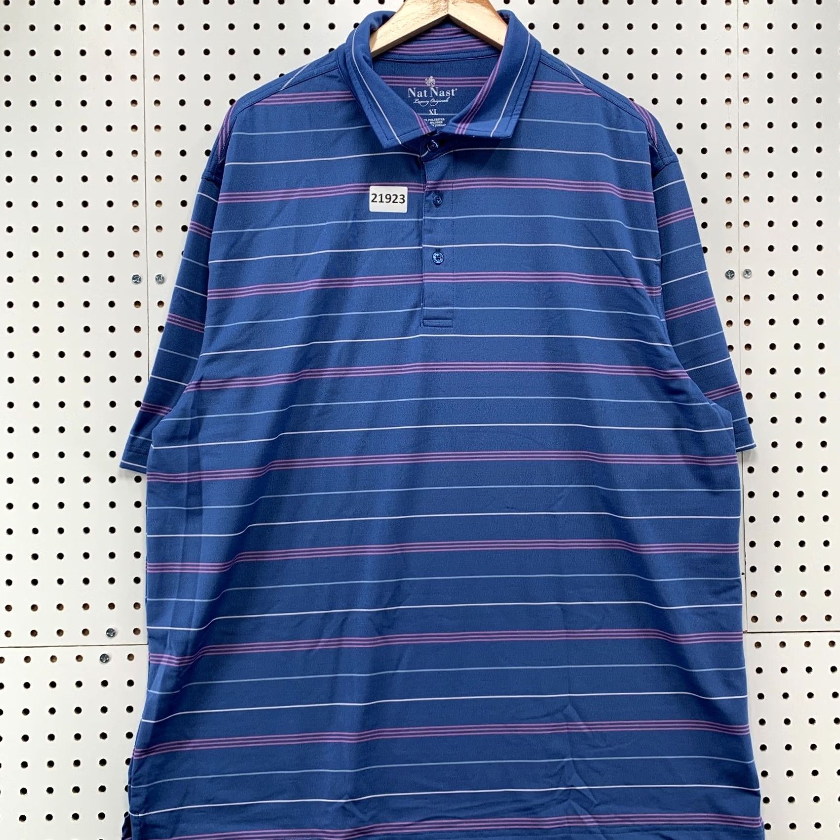 Nat Nast Nat Nast Luxury Originals Polo Shirt Blue Pink Striped MEns XL 25.5x33 Size US XL / EU 56 / 4 - 2 Thumbnail