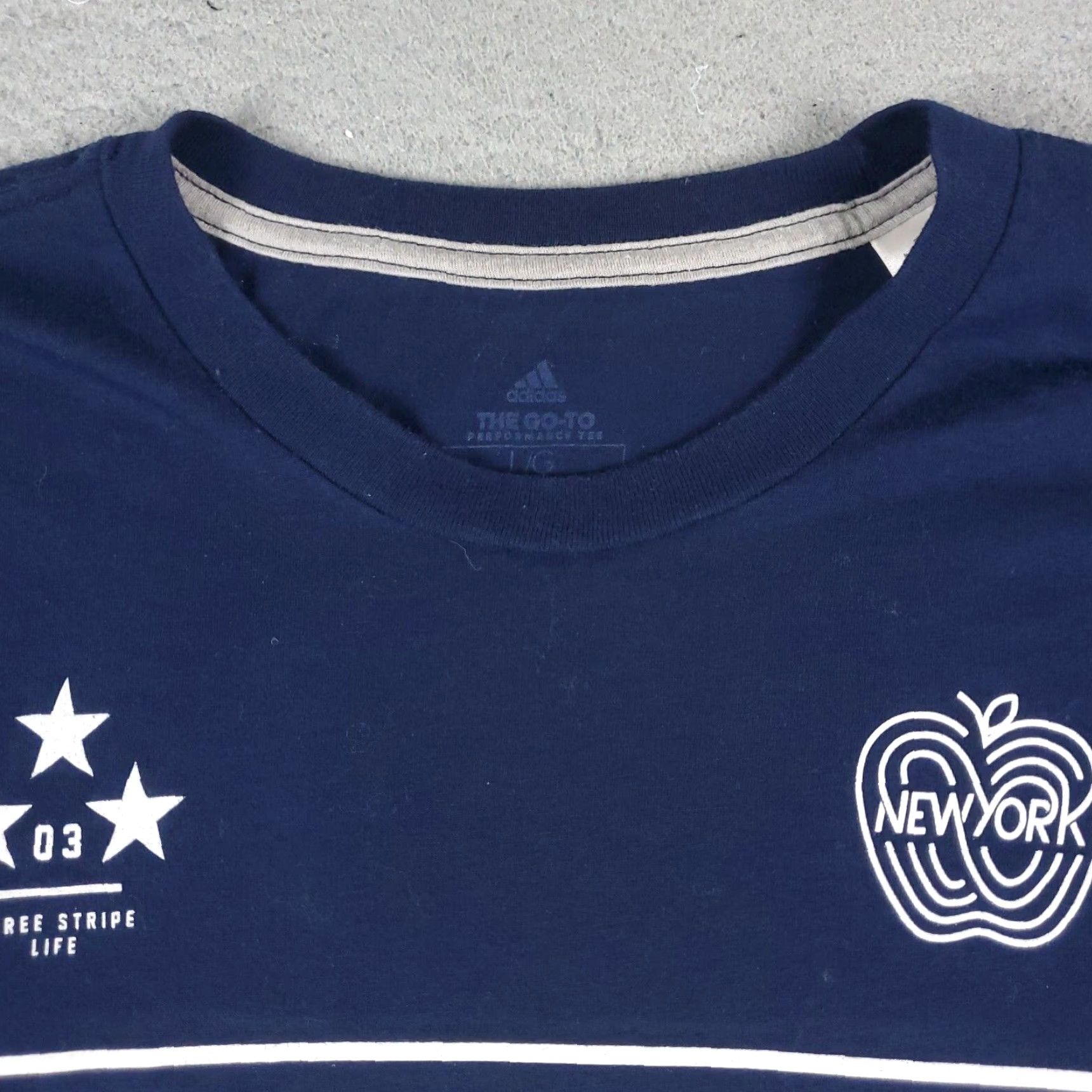 Adidas ADIDAS T Shirt Mens Large Navy Blue New York Casual Short Sleeve Adult Size US L / EU 52-54 / 3 - 3 Thumbnail